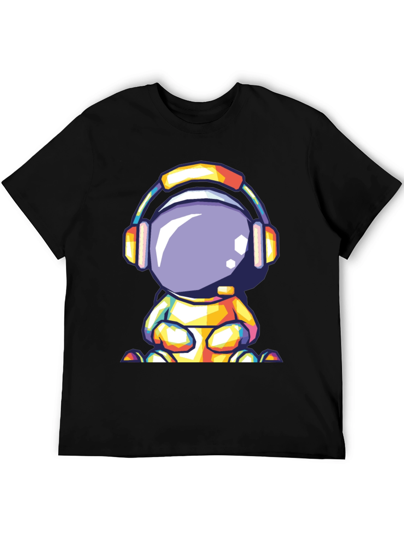 Black Astronaut Headphone Graphic Tee view 5