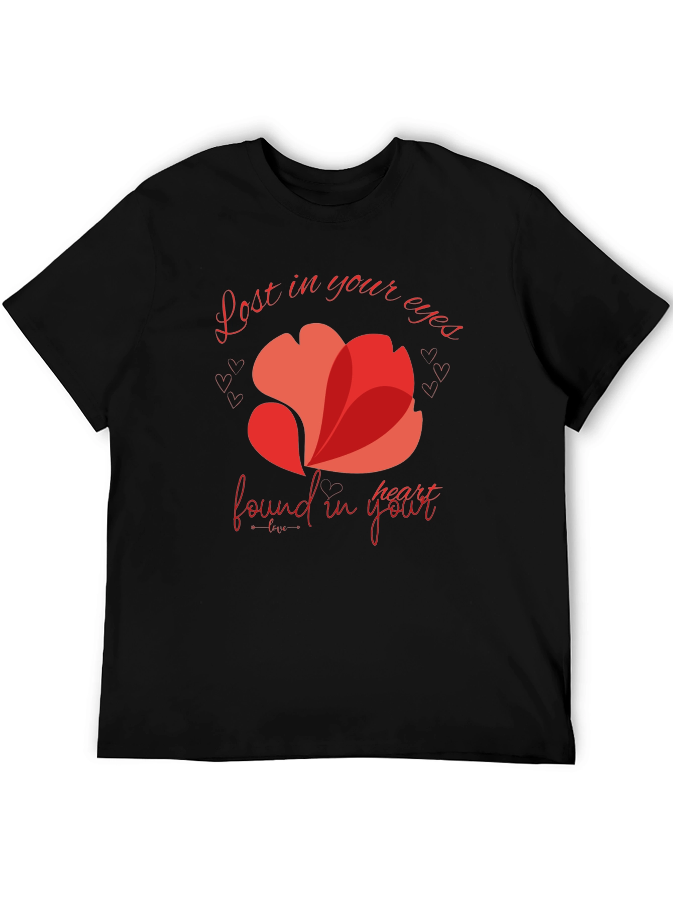 Black Romantic Heart Valentine's Day T-Shirt view 5