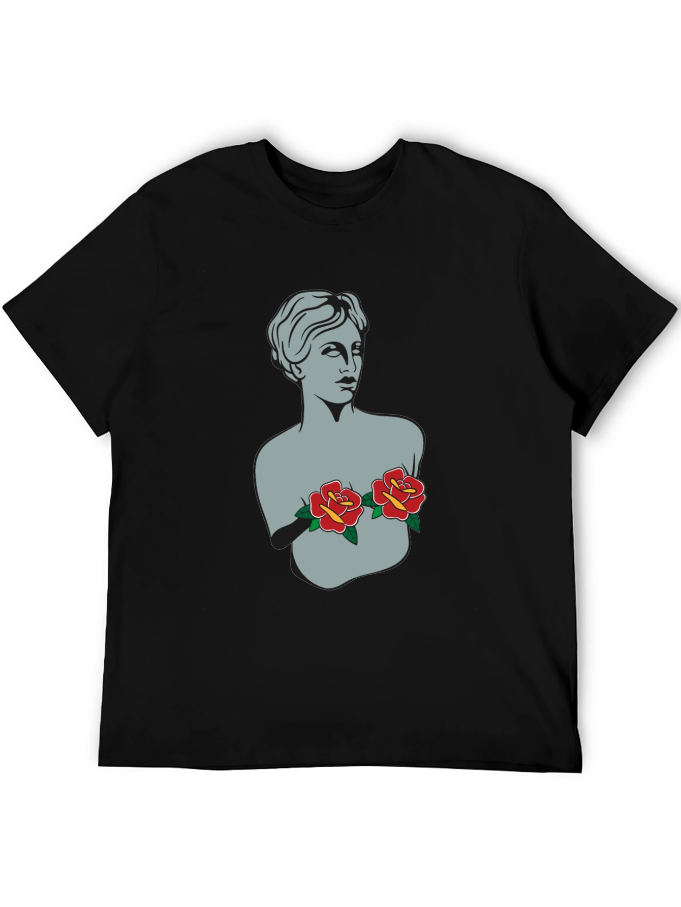 Statue Bust with Roses Graphic Tee - 5