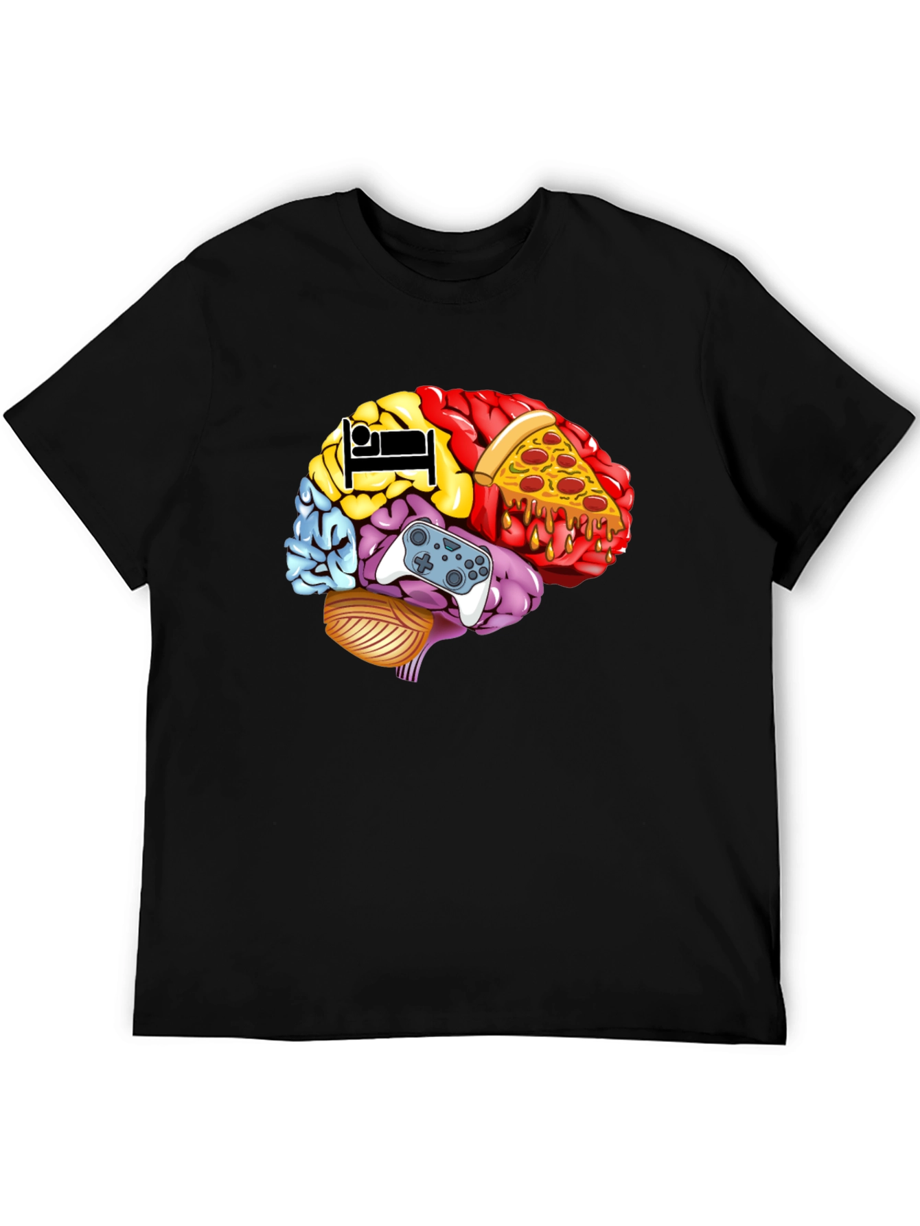 Black Brain Food Gamer T-Shirt - Men's Black Graphic Tee view 5