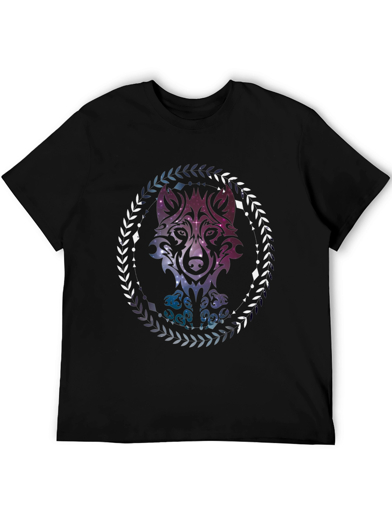 Black Wolf Galaxy T-Shirt - Artistic Graphic Tee view 5