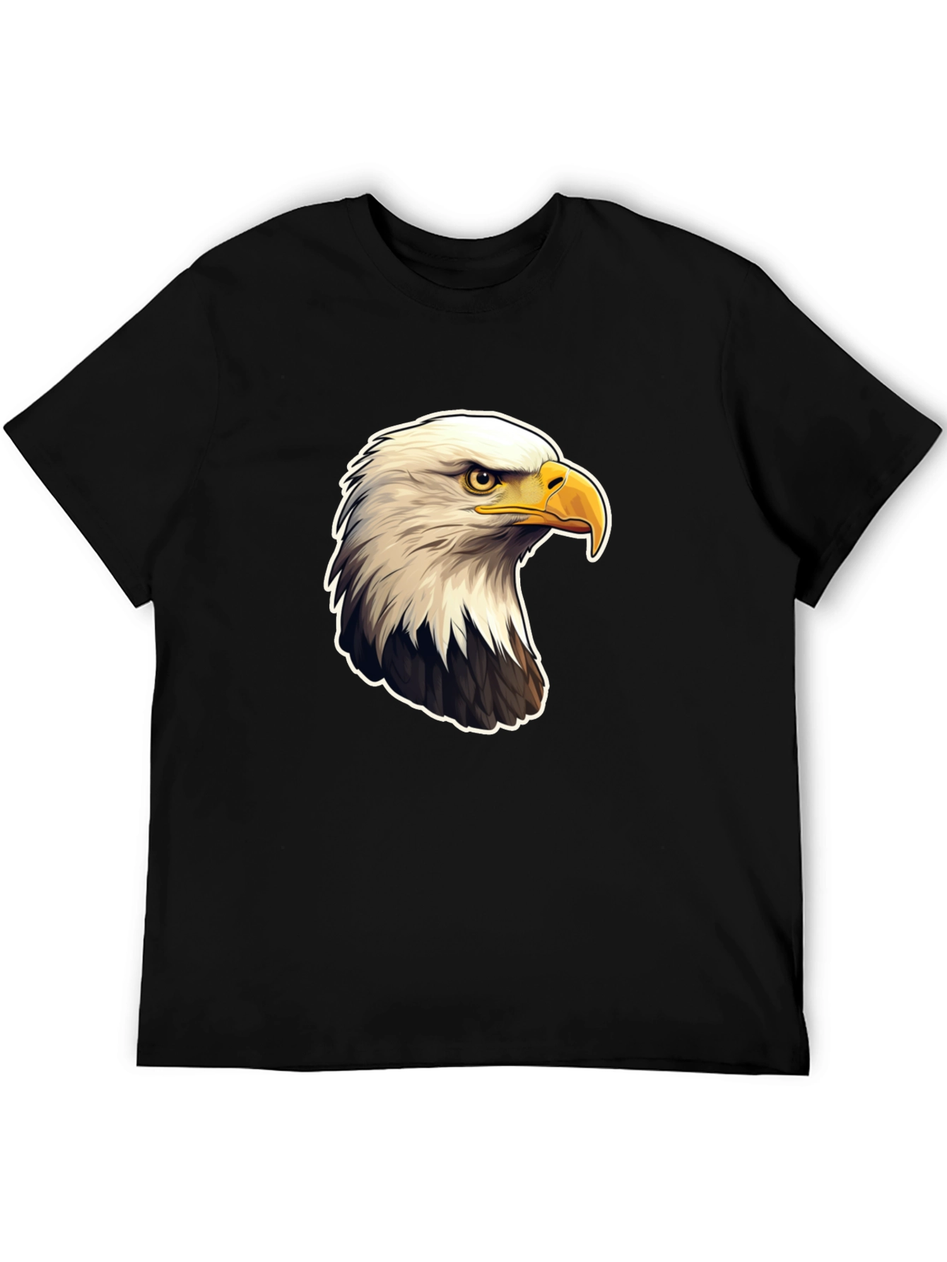 Black Bald Eagle Graphic Print Black T-Shirt view 5