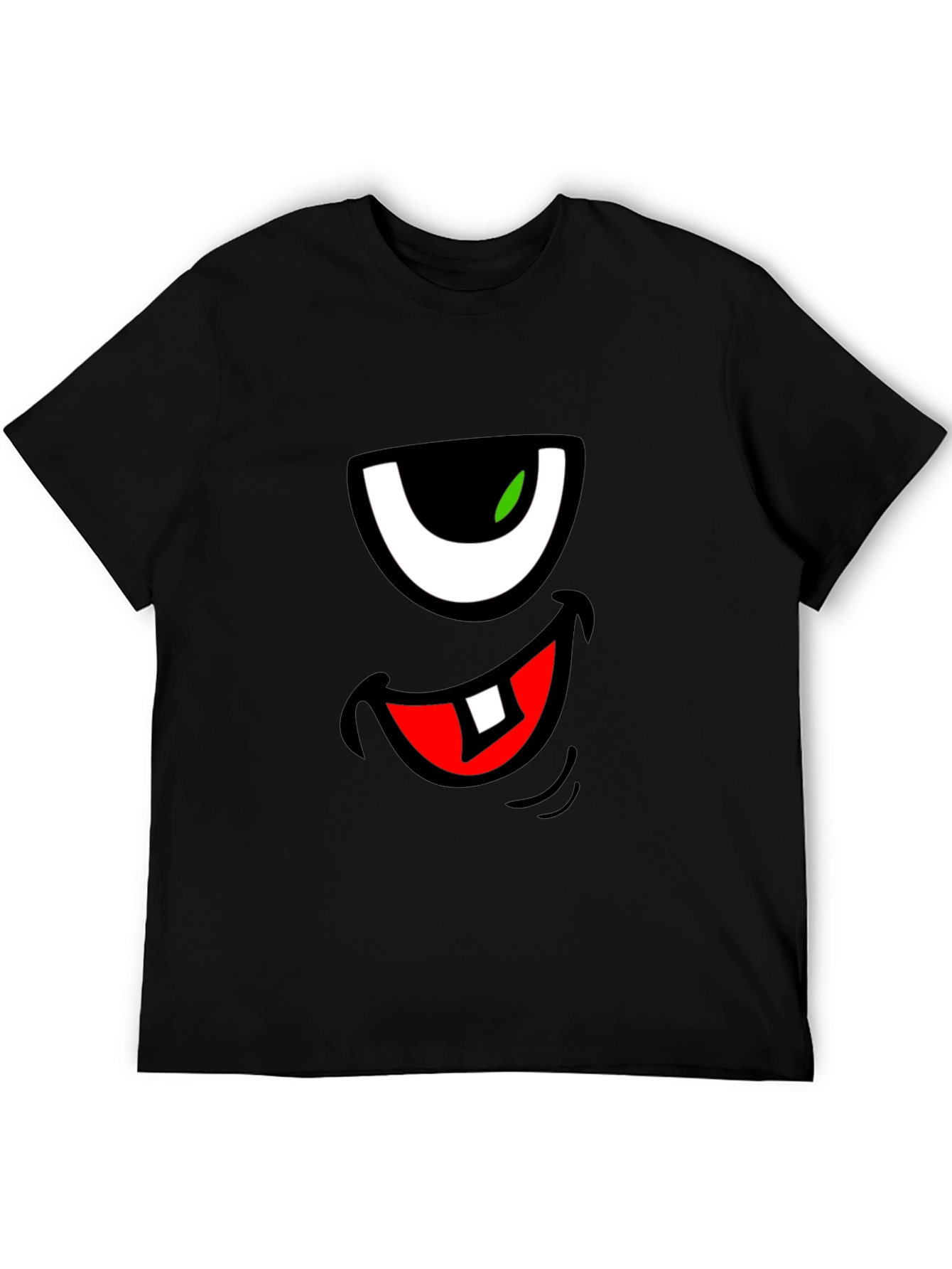 Black Funny Monster Face Graphic T-Shirt view 5