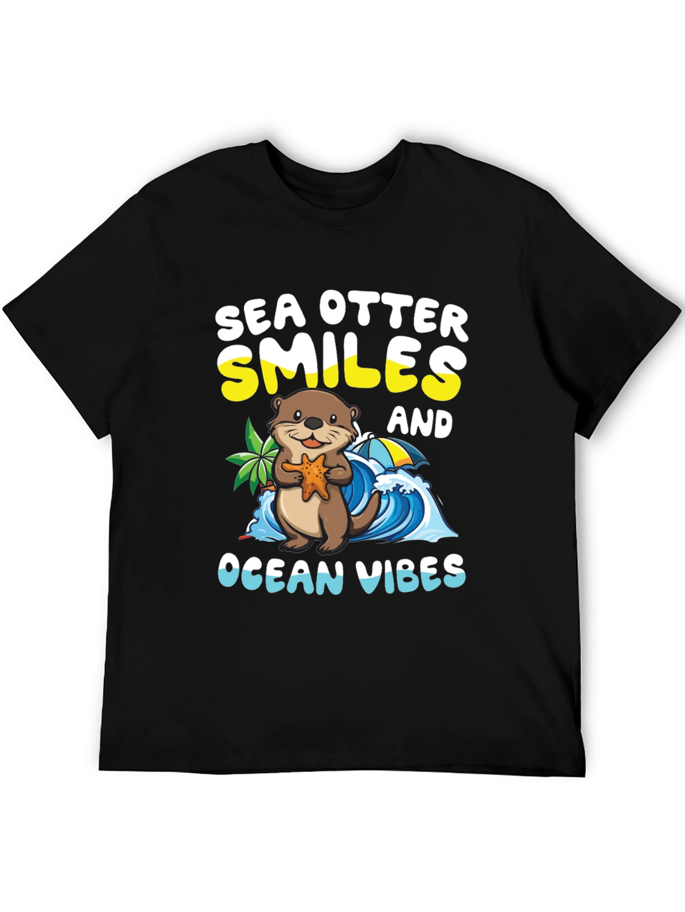 Black Sea Otter Smiles Ocean Vibes T-Shirt view 5
