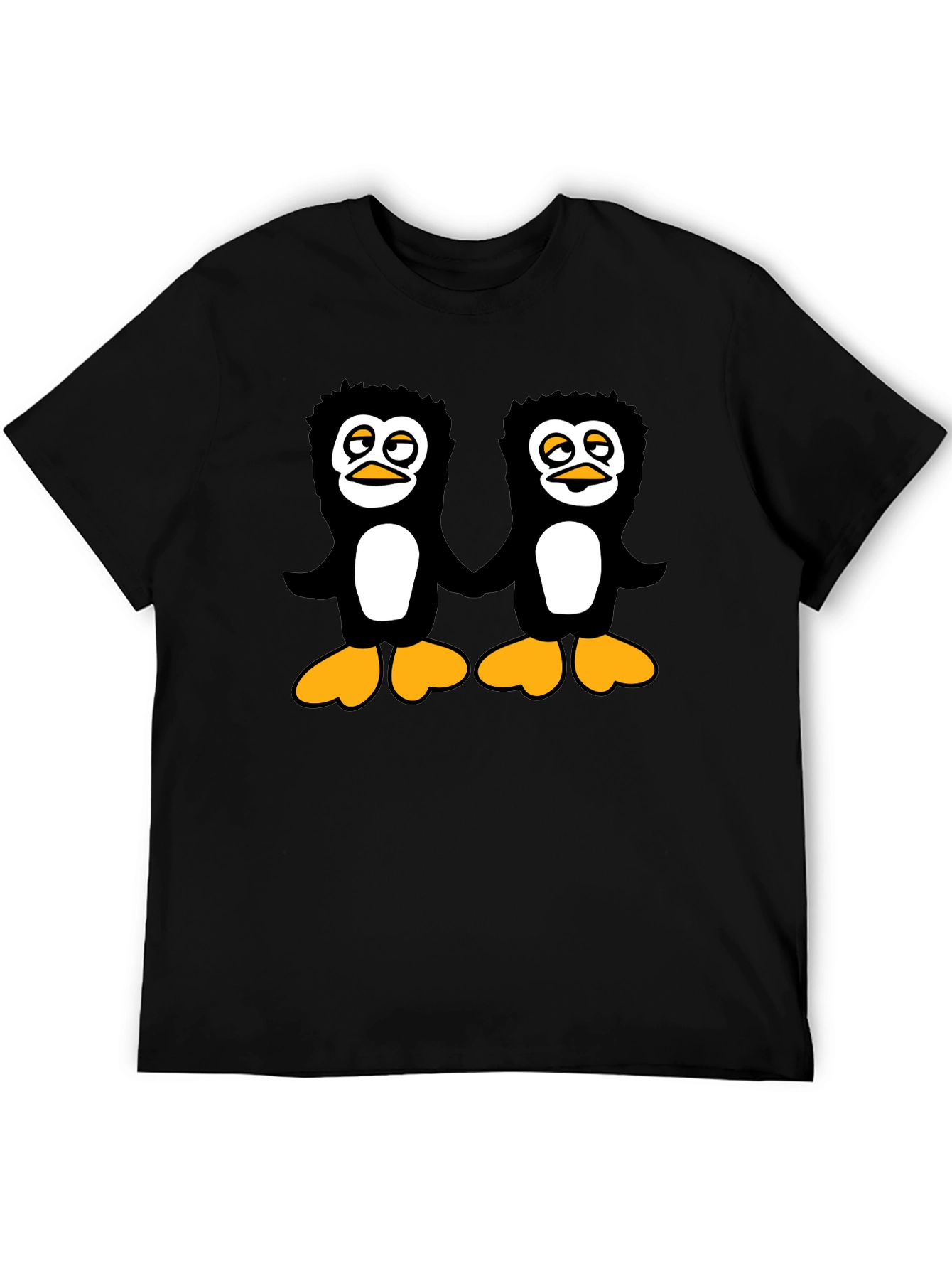 Black Penguin Pals Black T-Shirt - Fun Graphic Tee view 5