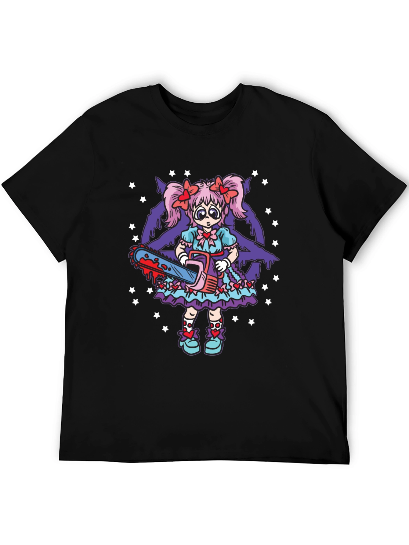 Black Creepy Cute Chainsaw Doll Graphic Tee view 5