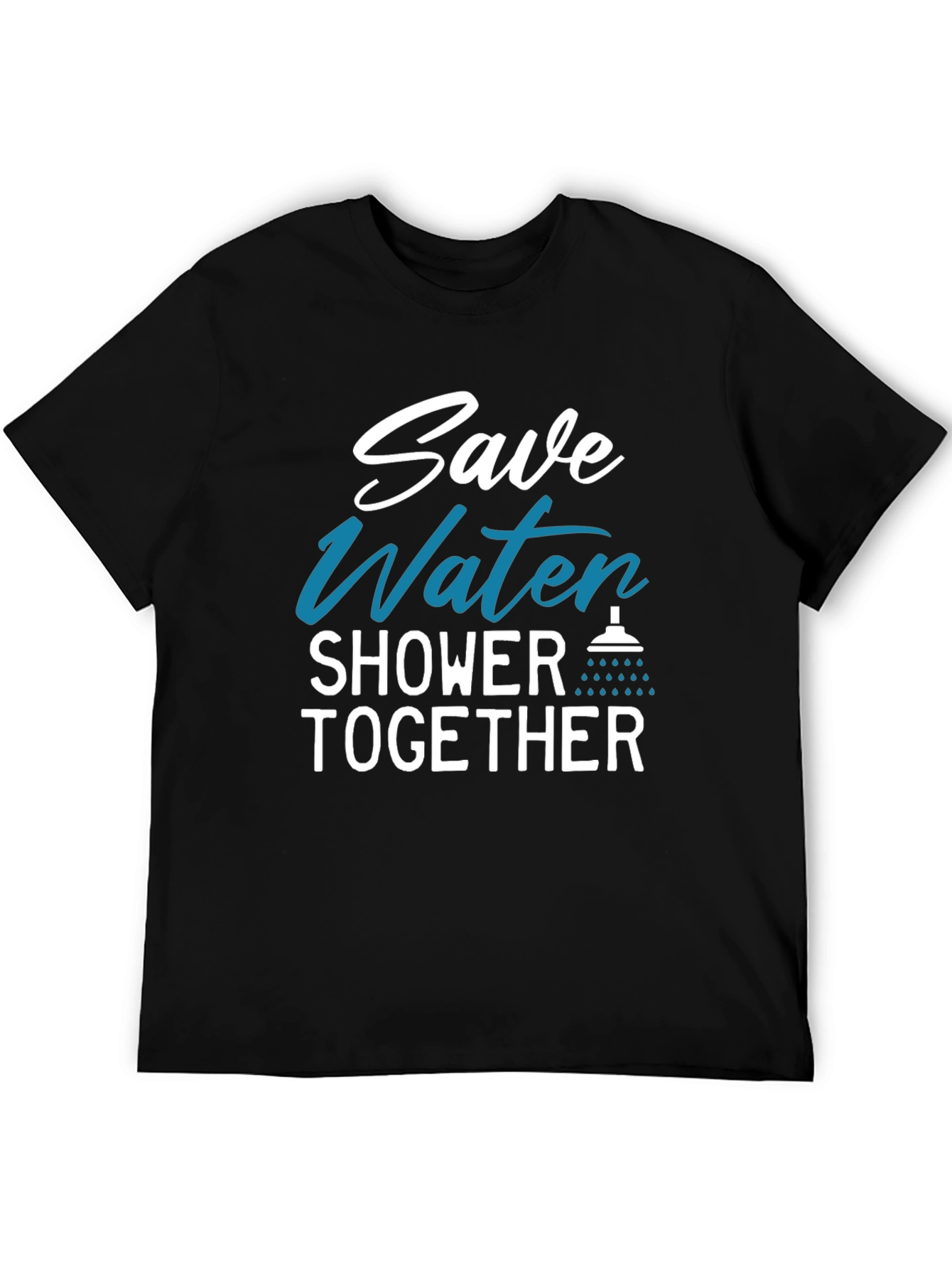 Black Save Water Shower Together Graphic Tee view 5