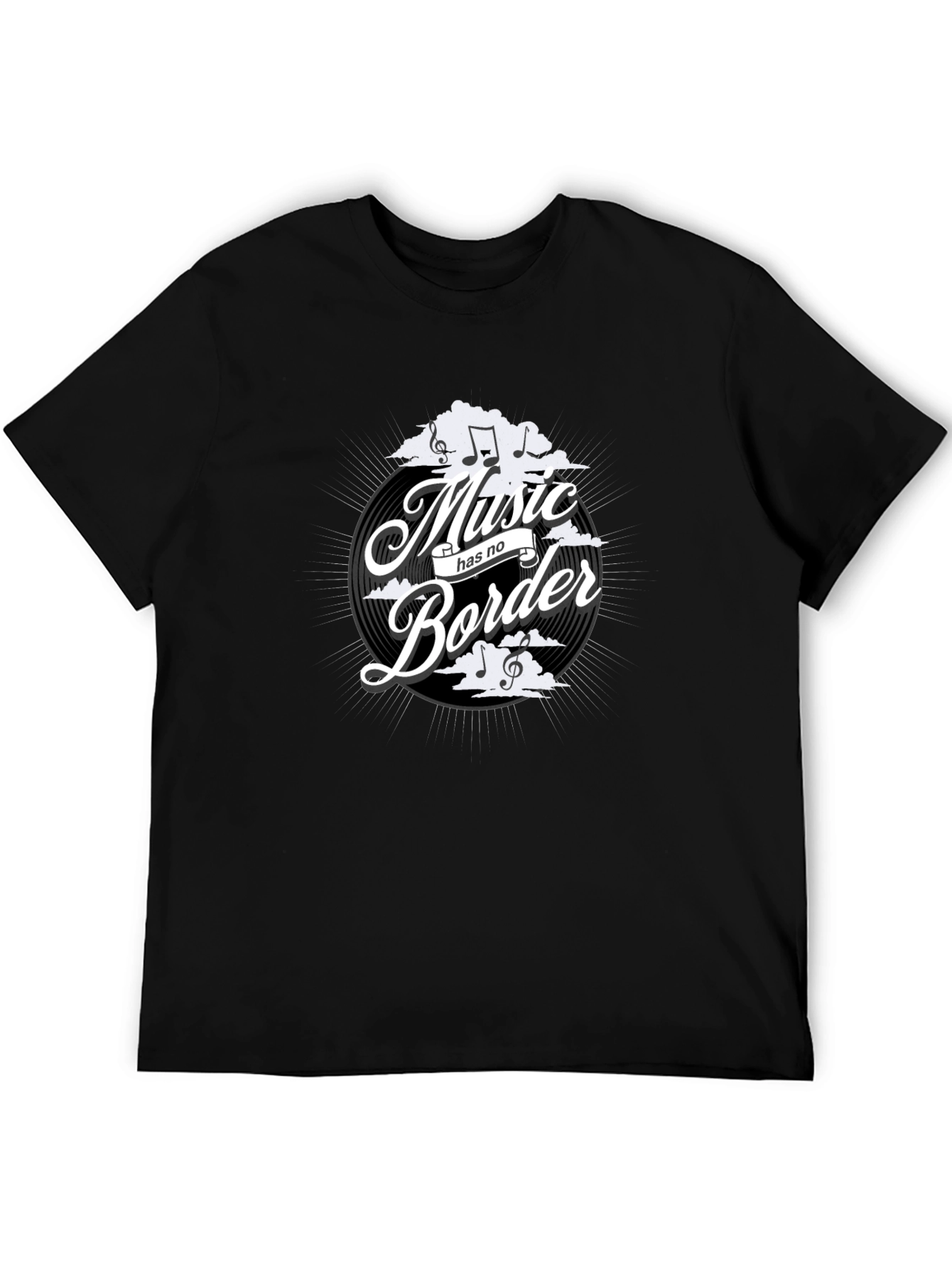 Black Music Has No Border Black Graphic Tee view 5