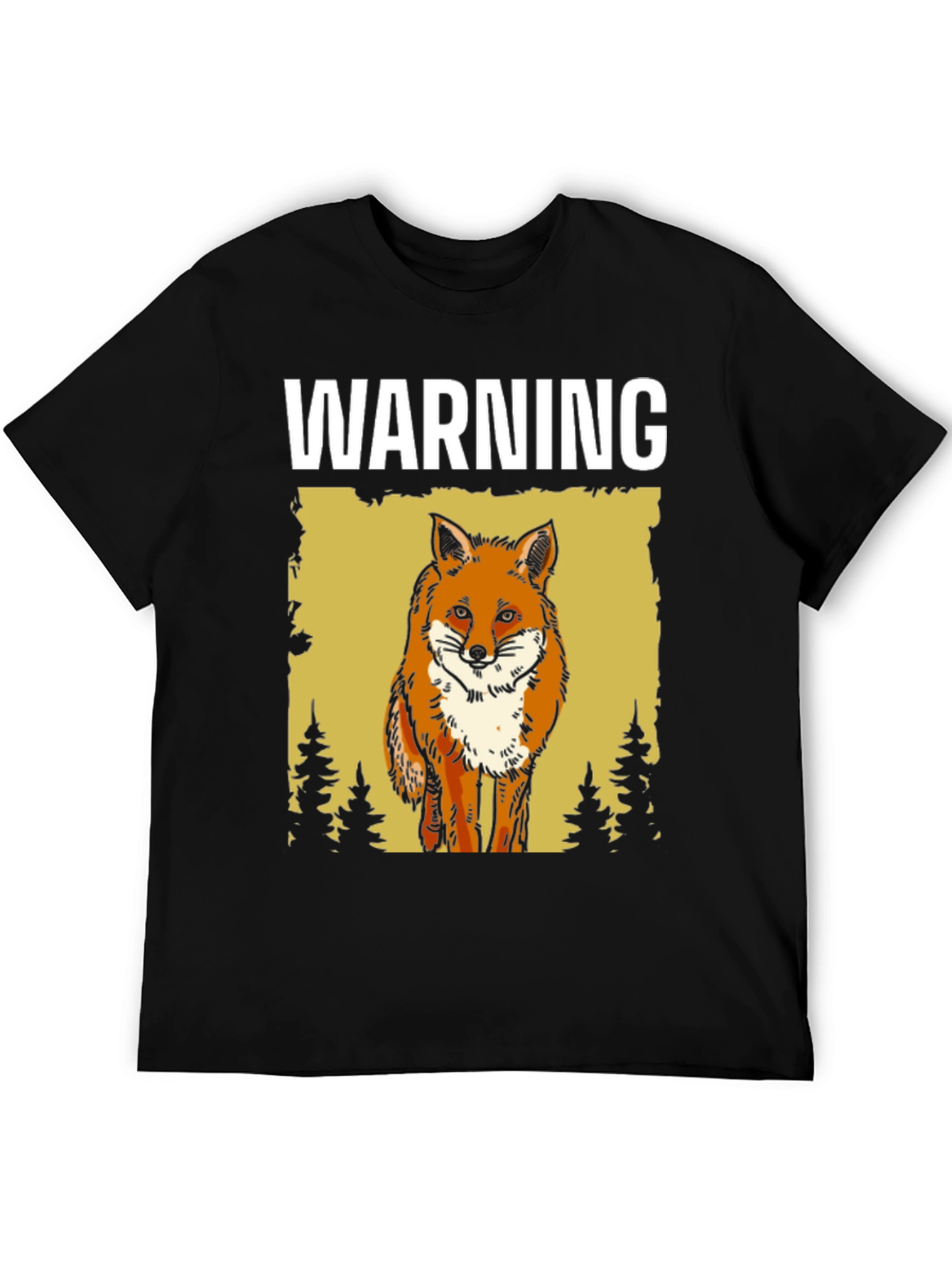 Black Warning Fox Graphic T-Shirt - Nature Lover Tee view 5