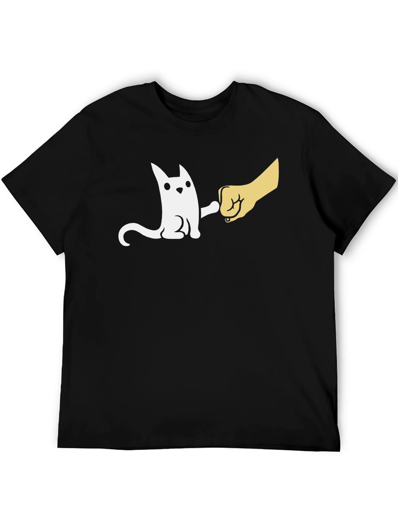 Black Cute Cat Fist Bump Graphic Black T-Shirt view 5