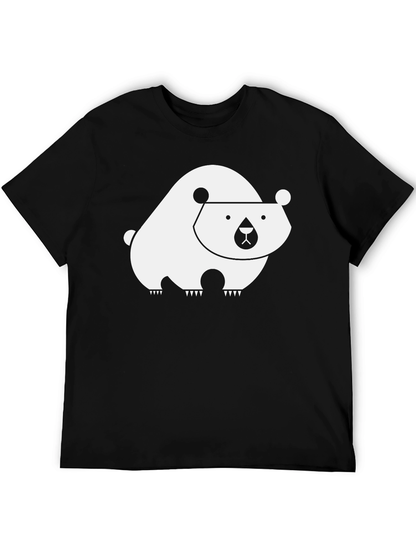 Black Geometric Bear Graphic T-Shirt - Cool Minimalist Design view 5