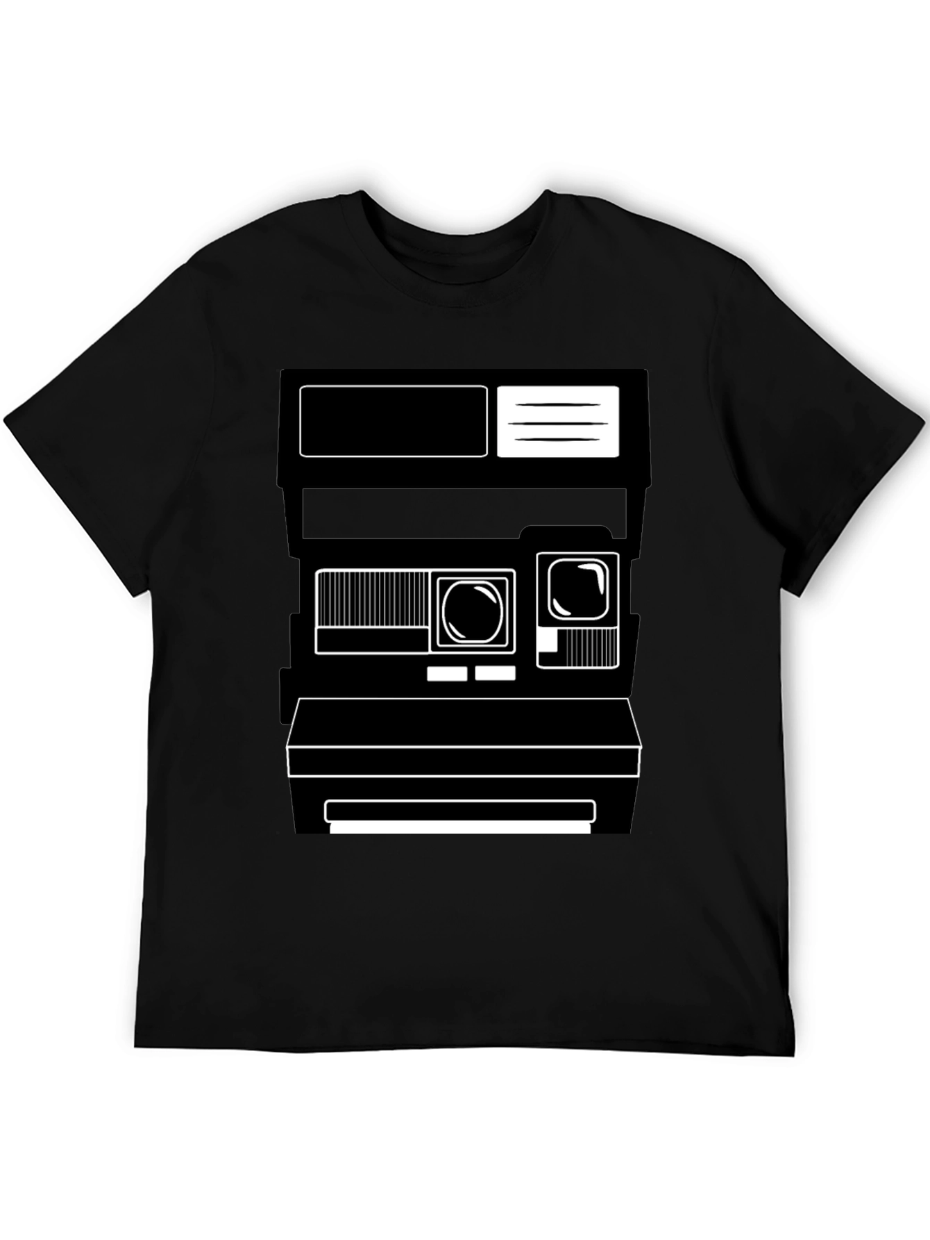 Black Retro Camera Graphic Tee - Unisex Black T-Shirt view 5
