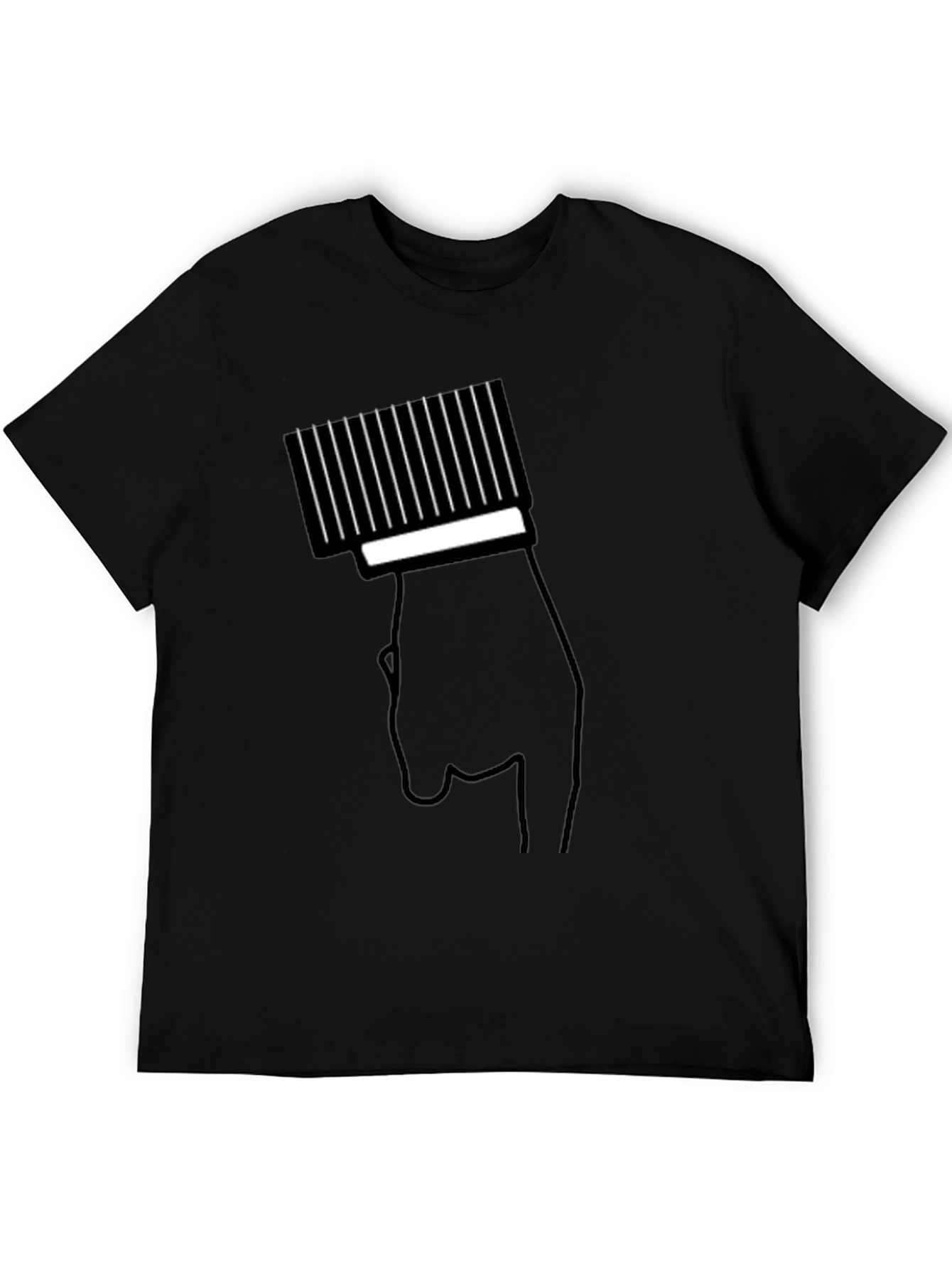 Modern Black T-Shirt with Hand & Barcode Graphic - 5