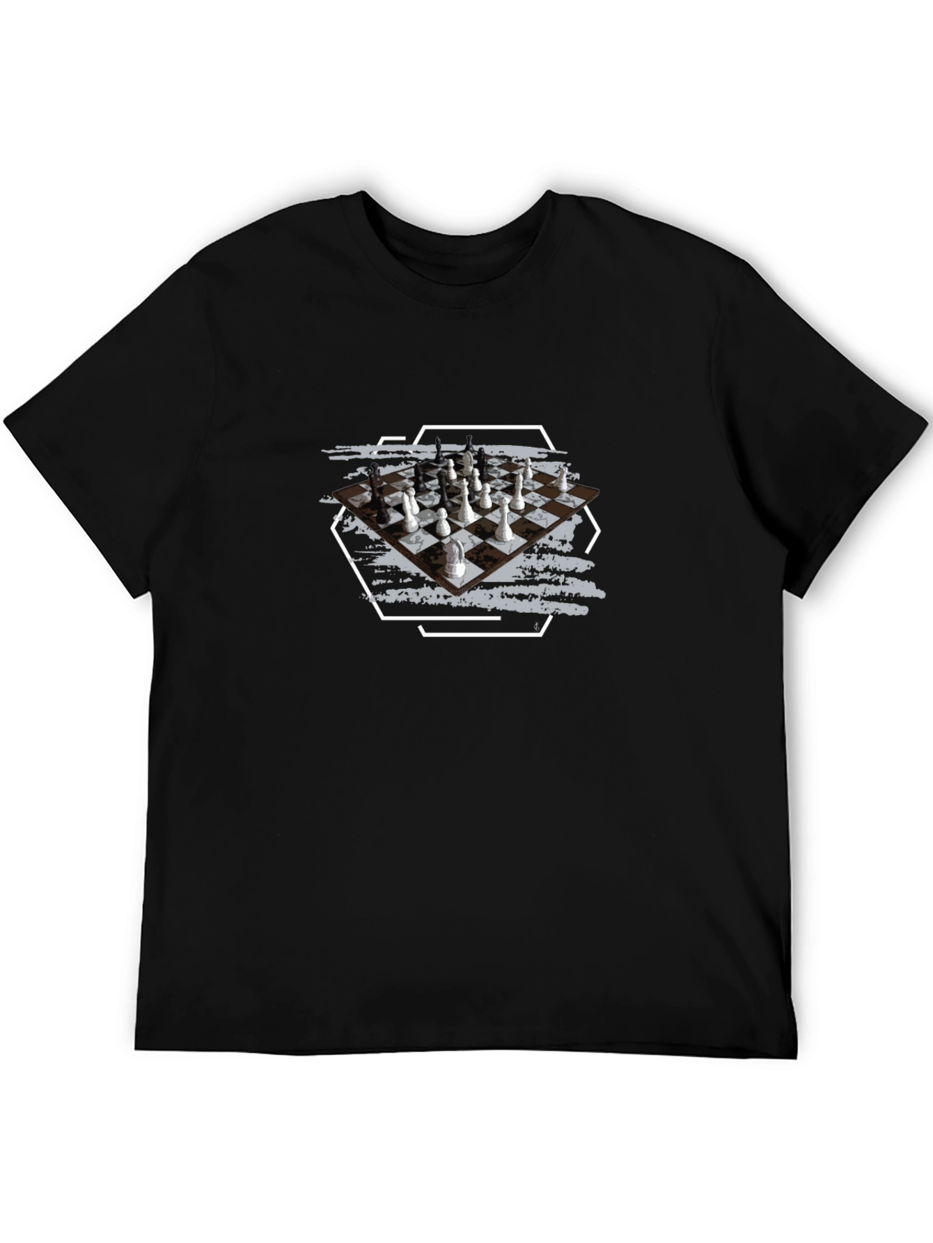 Black Chessboard Graphic Tee - Stylish Unisex Black T-Shirt view 5