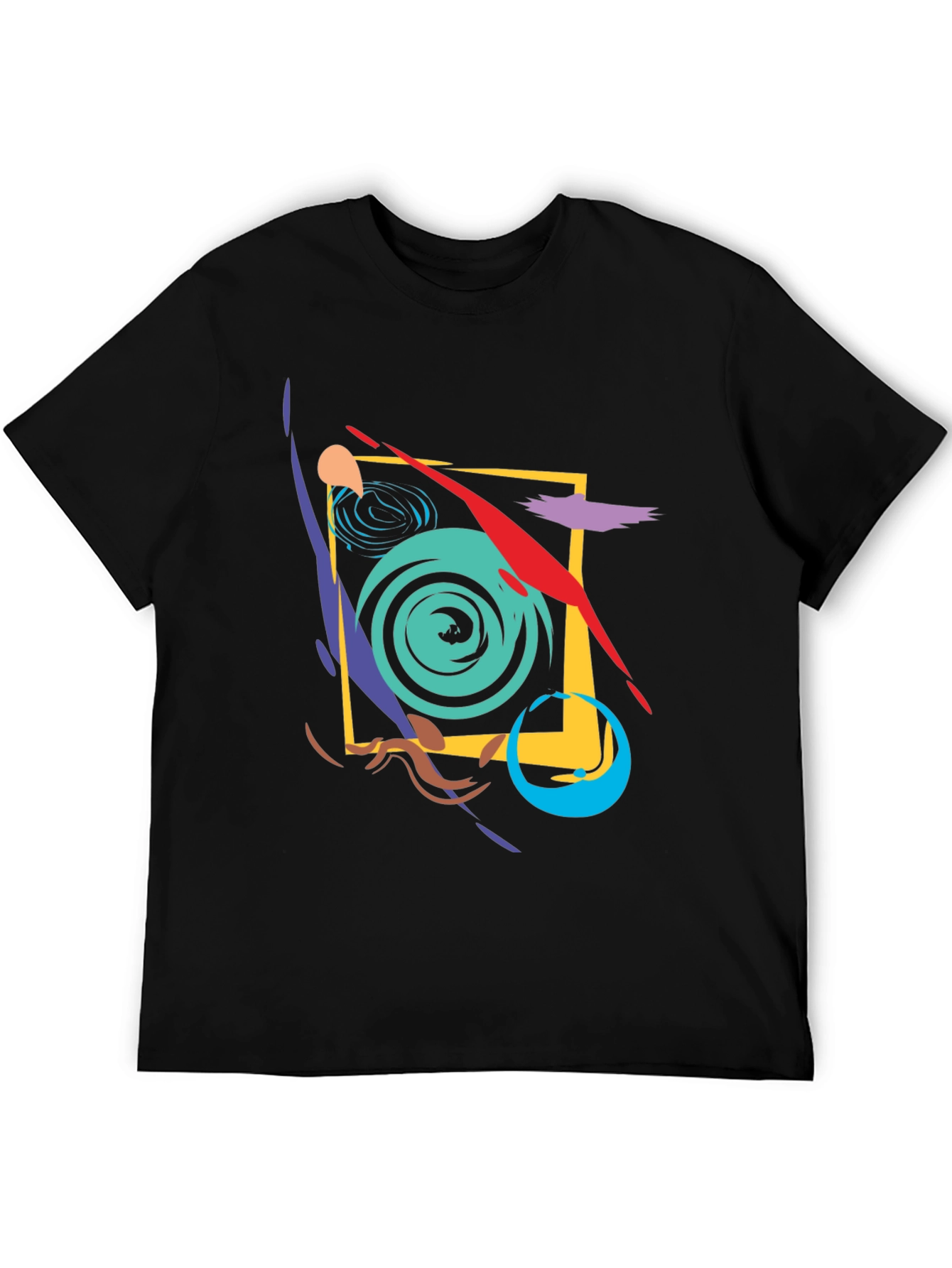 Black Abstract Graphic Print Black T-Shirt view 5