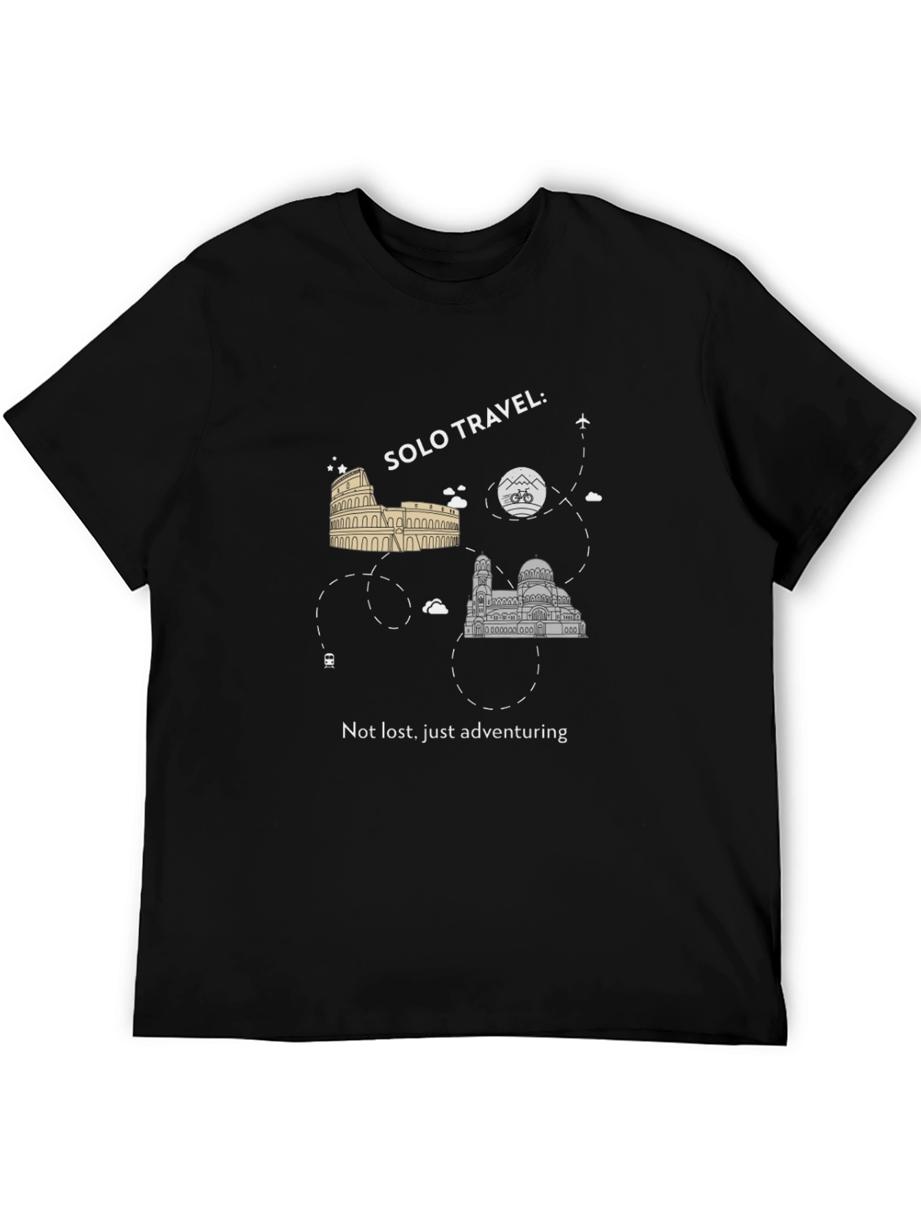 Black Solo Travel Adventure T-Shirt view 5