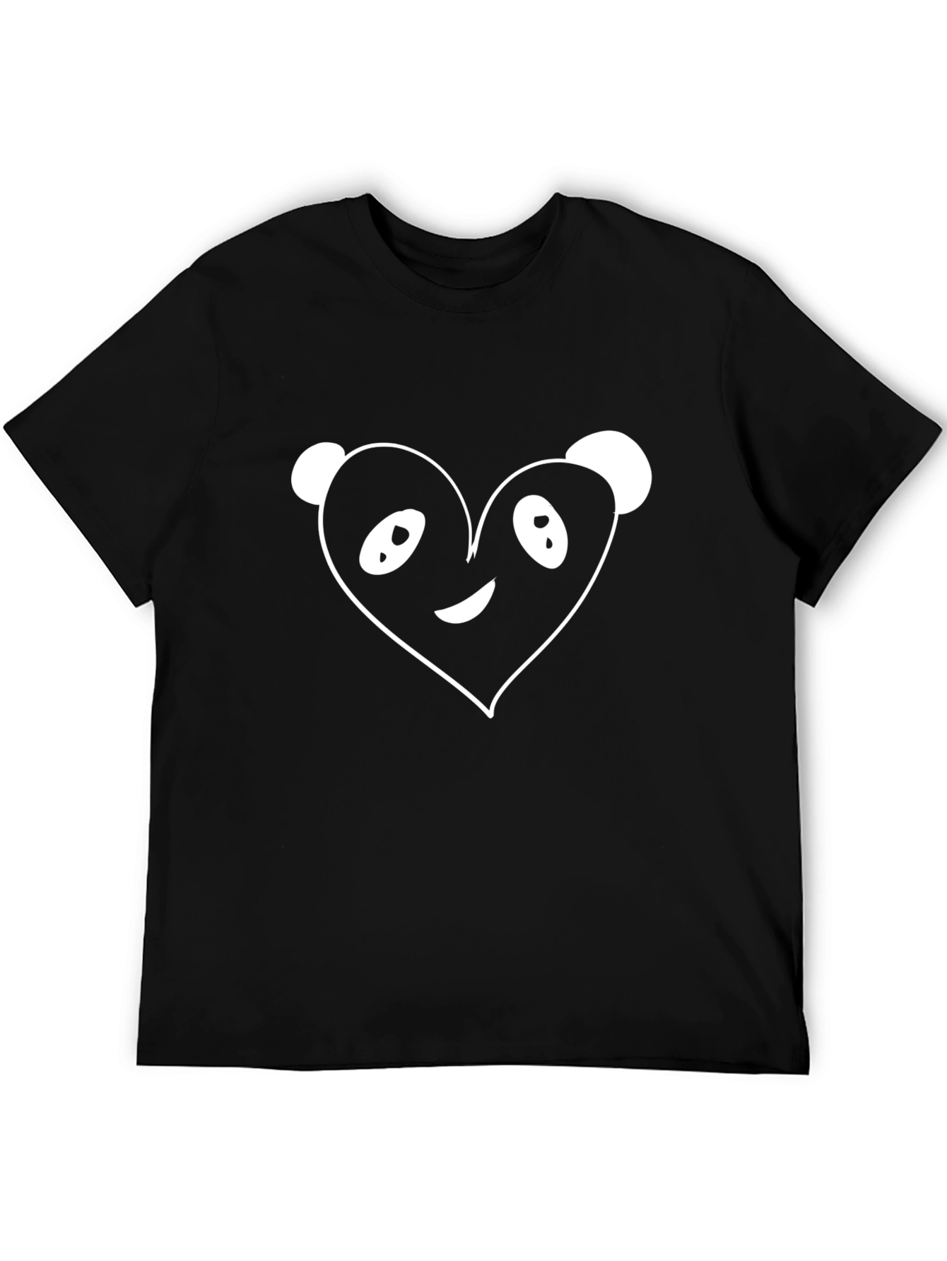 Black Cute Panda Heart Graphic Tee - Black Cotton Blend view 5
