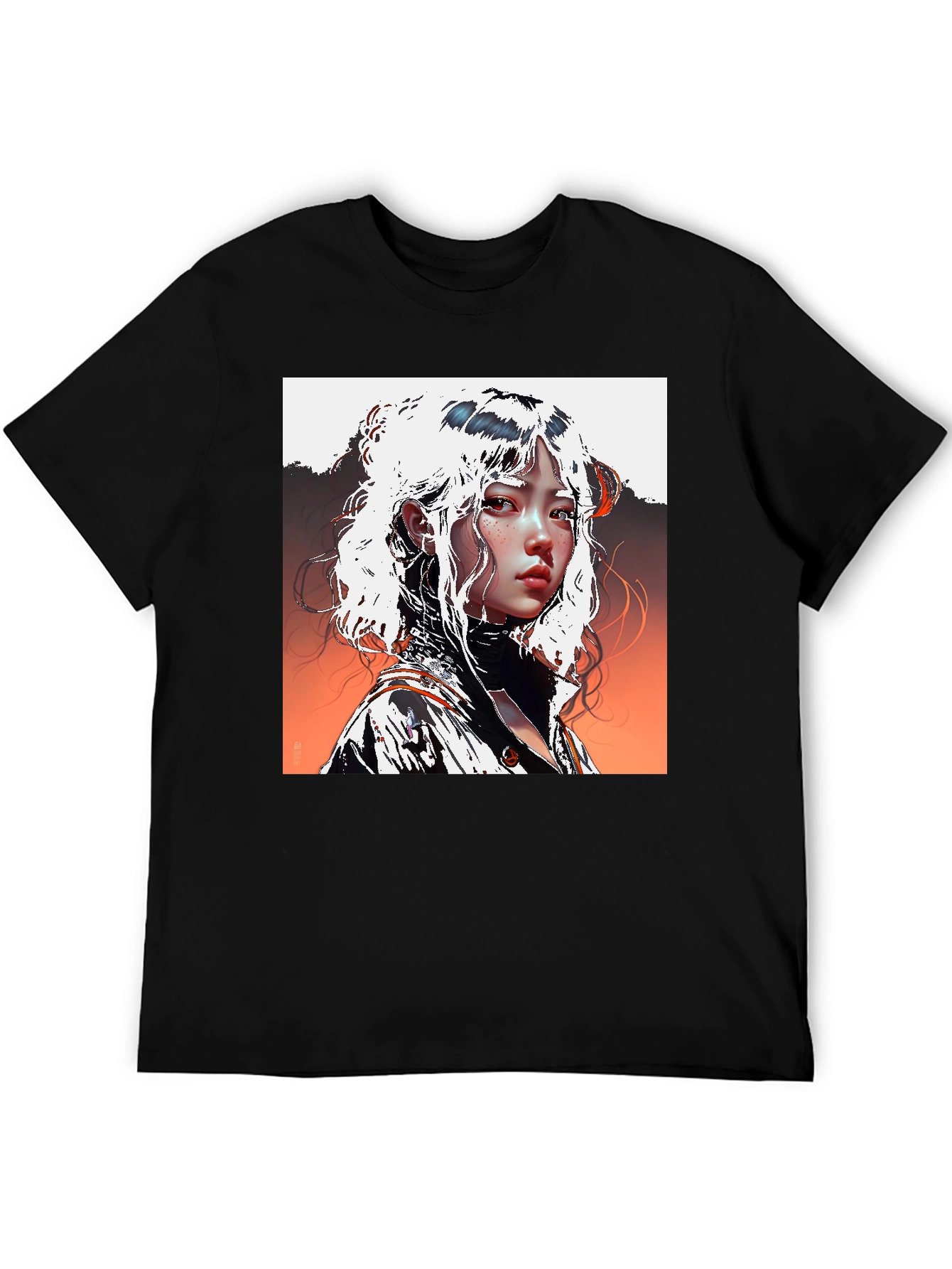 Black Anime Portrait Graphic Tee - Unisex Black T-Shirt view 5