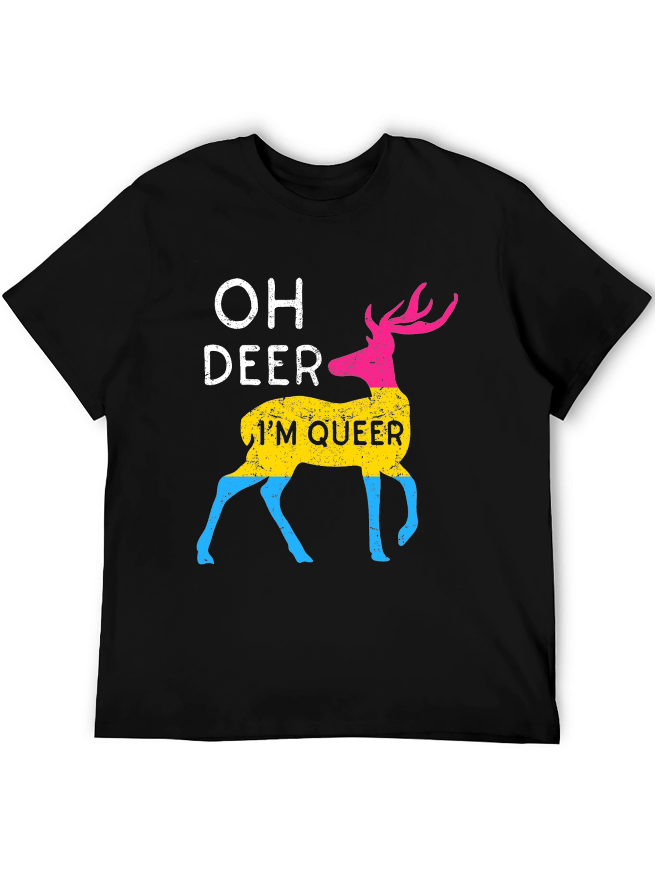Black Oh Deer I'm Queer T-Shirt view 5