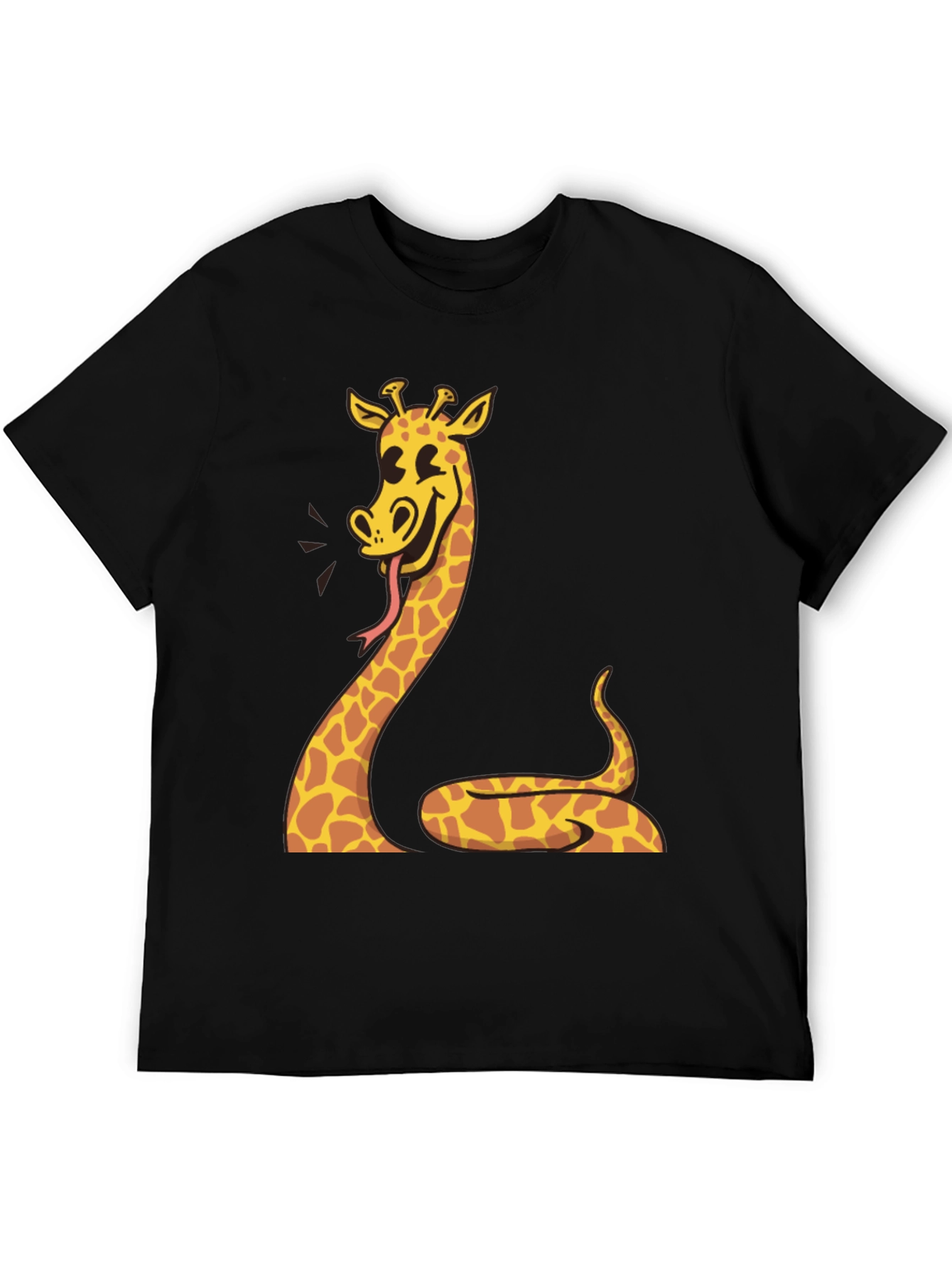 Black Giraffe Snake Graphic Tee - Unique Men's Black T-Shirt view 5