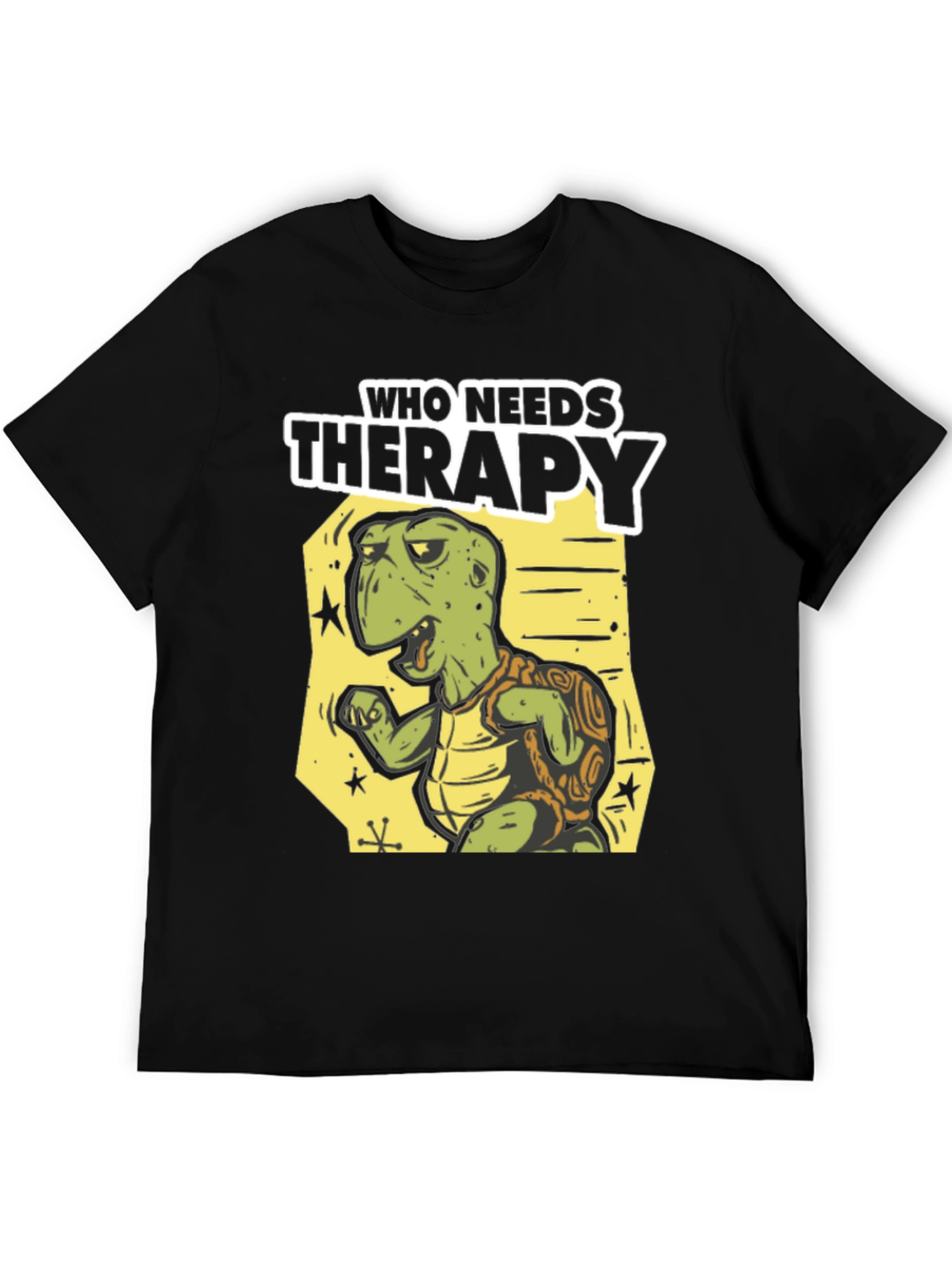 Black Funny Turtle Therapy T-Shirt - Unique Design view 5