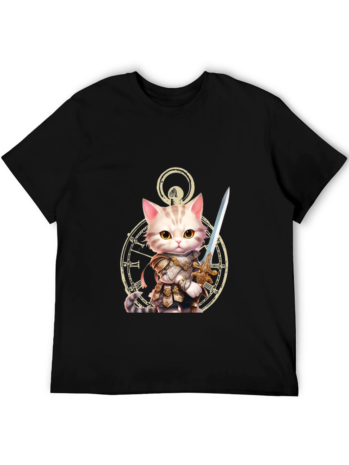 Black Cat Knight T-Shirt - Whimsical Warrior Design view 5