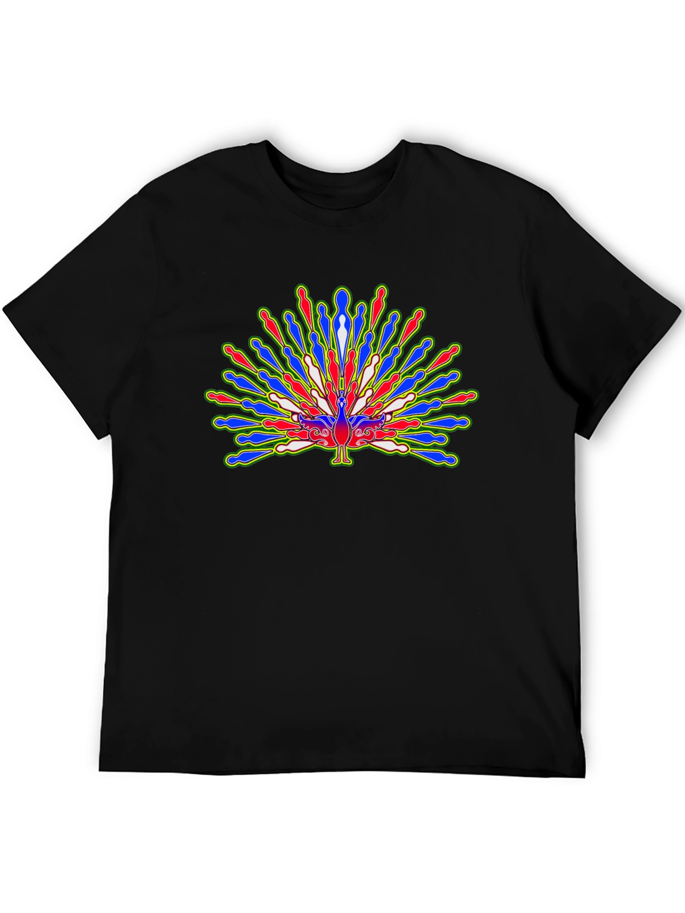 Black Peacock Graphic Print Black T-Shirt view 5