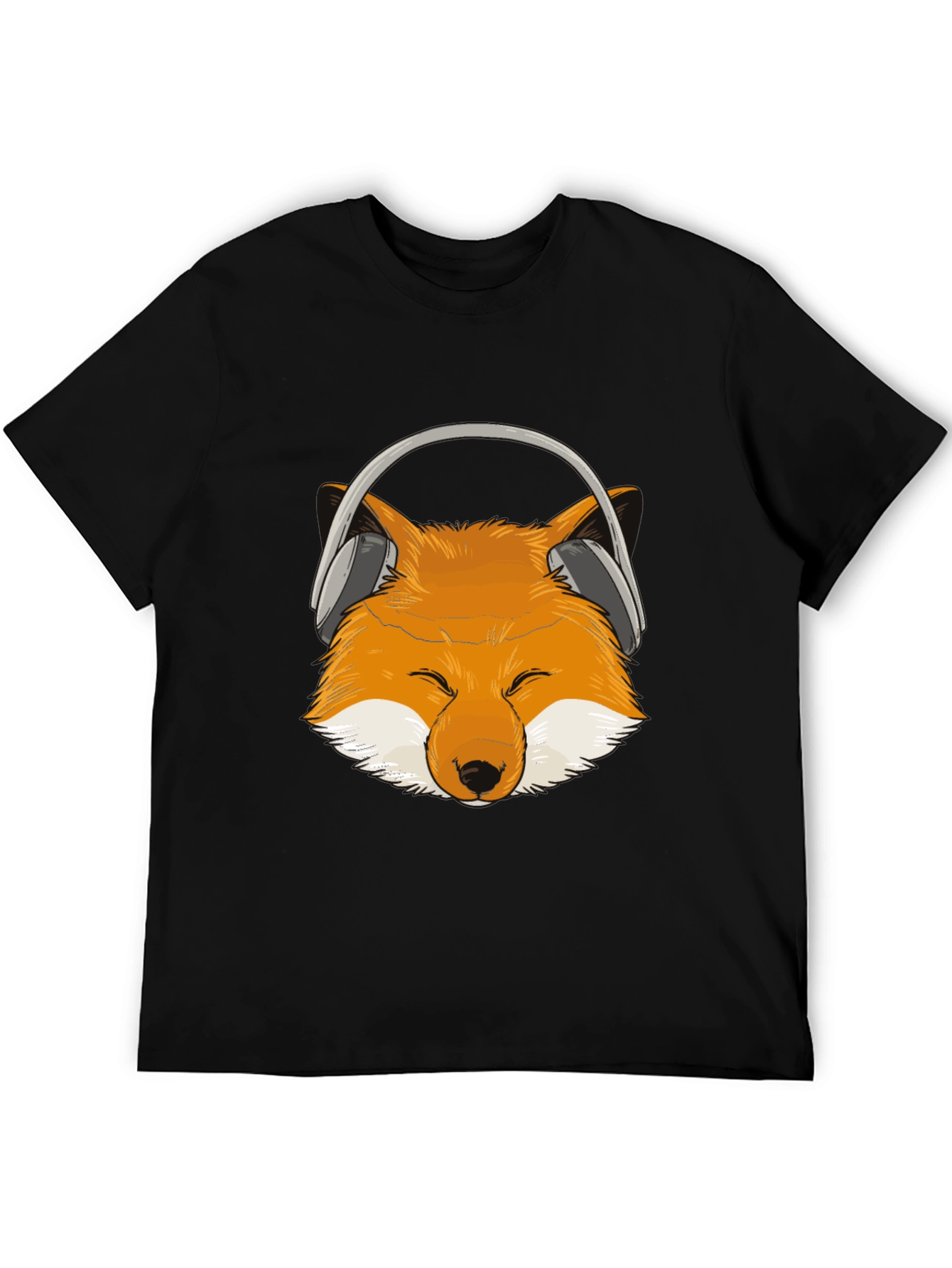 Black Fox Headphone T-Shirt - Cool Animal Design view 5