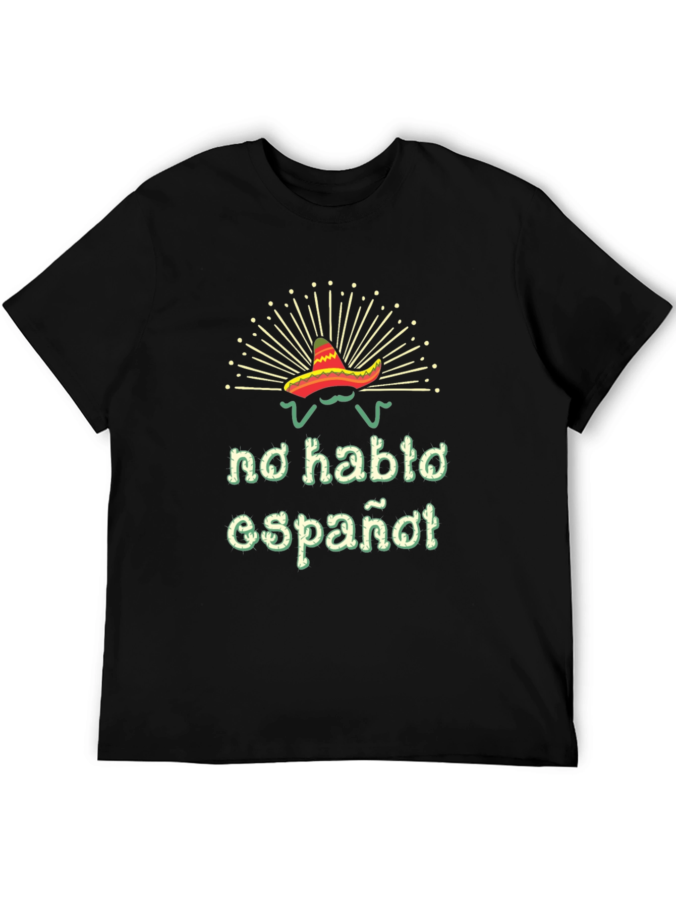 Black No Hablo Español T-Shirt - Funny Cinco De Mayo Tee view 5