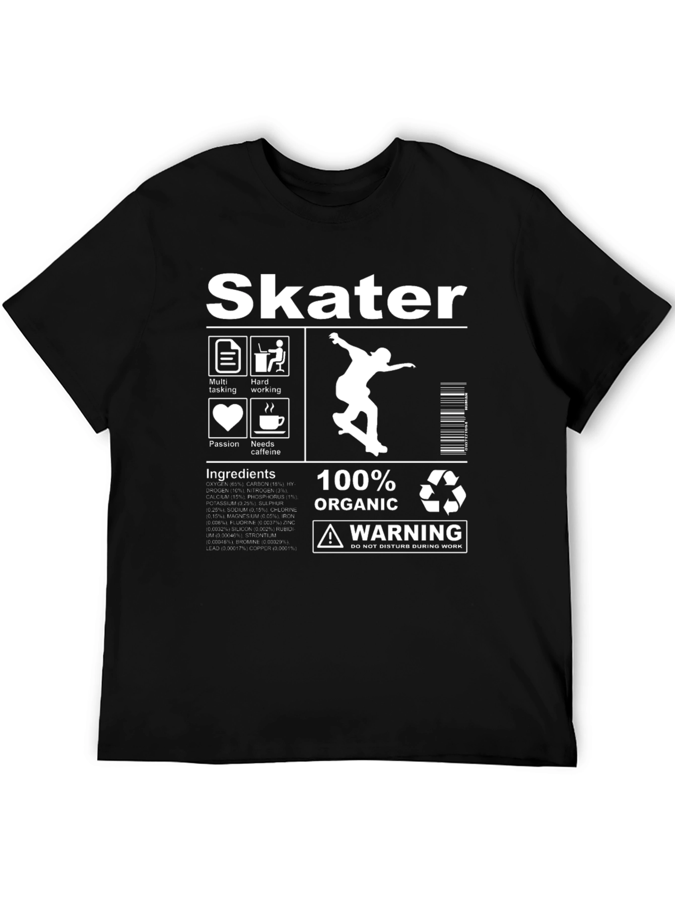 Black Skater Organic Cotton Graphic T-Shirt view 5