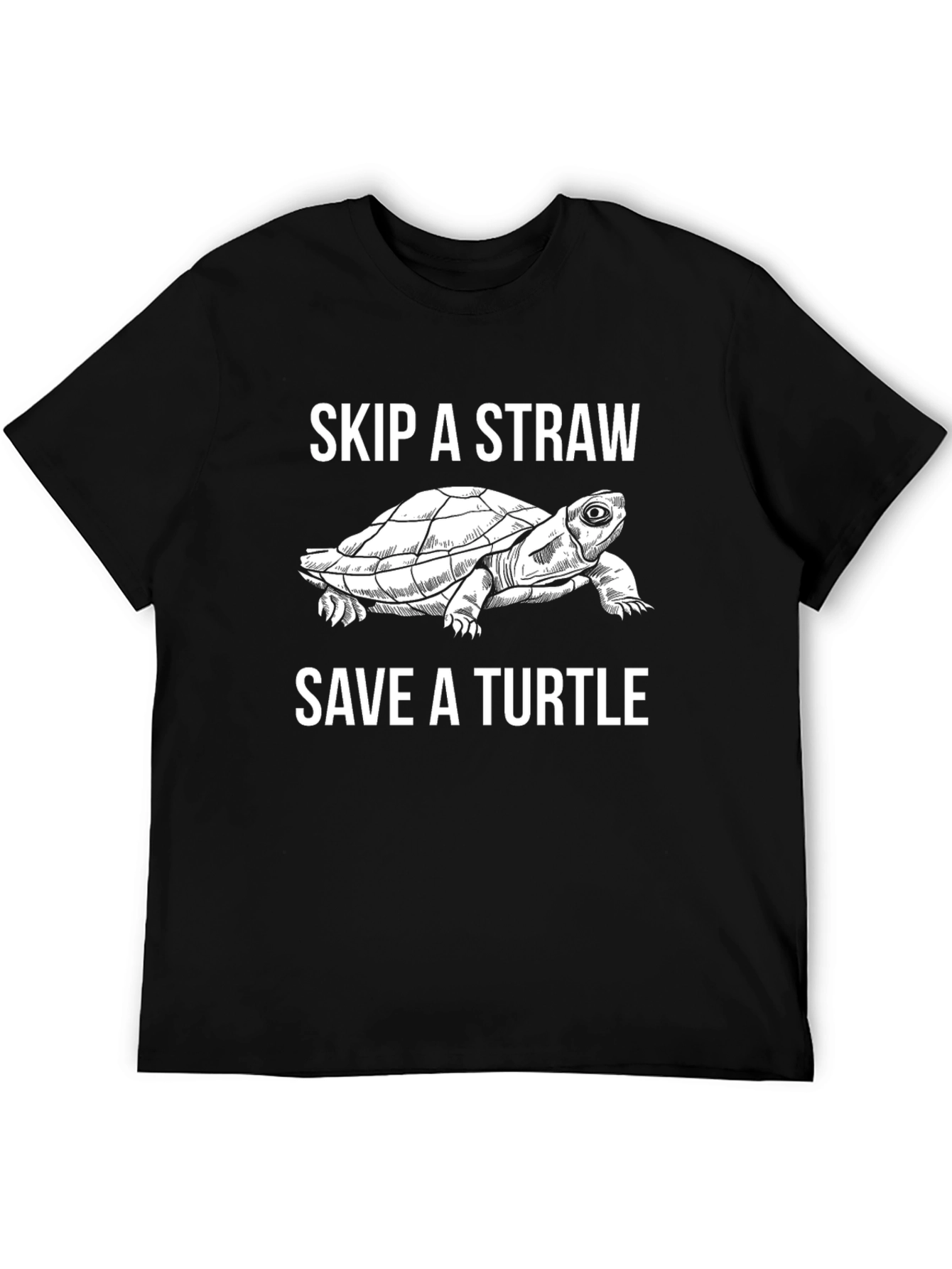Black Skip a Straw Save a Turtle Graphic Tee view 5
