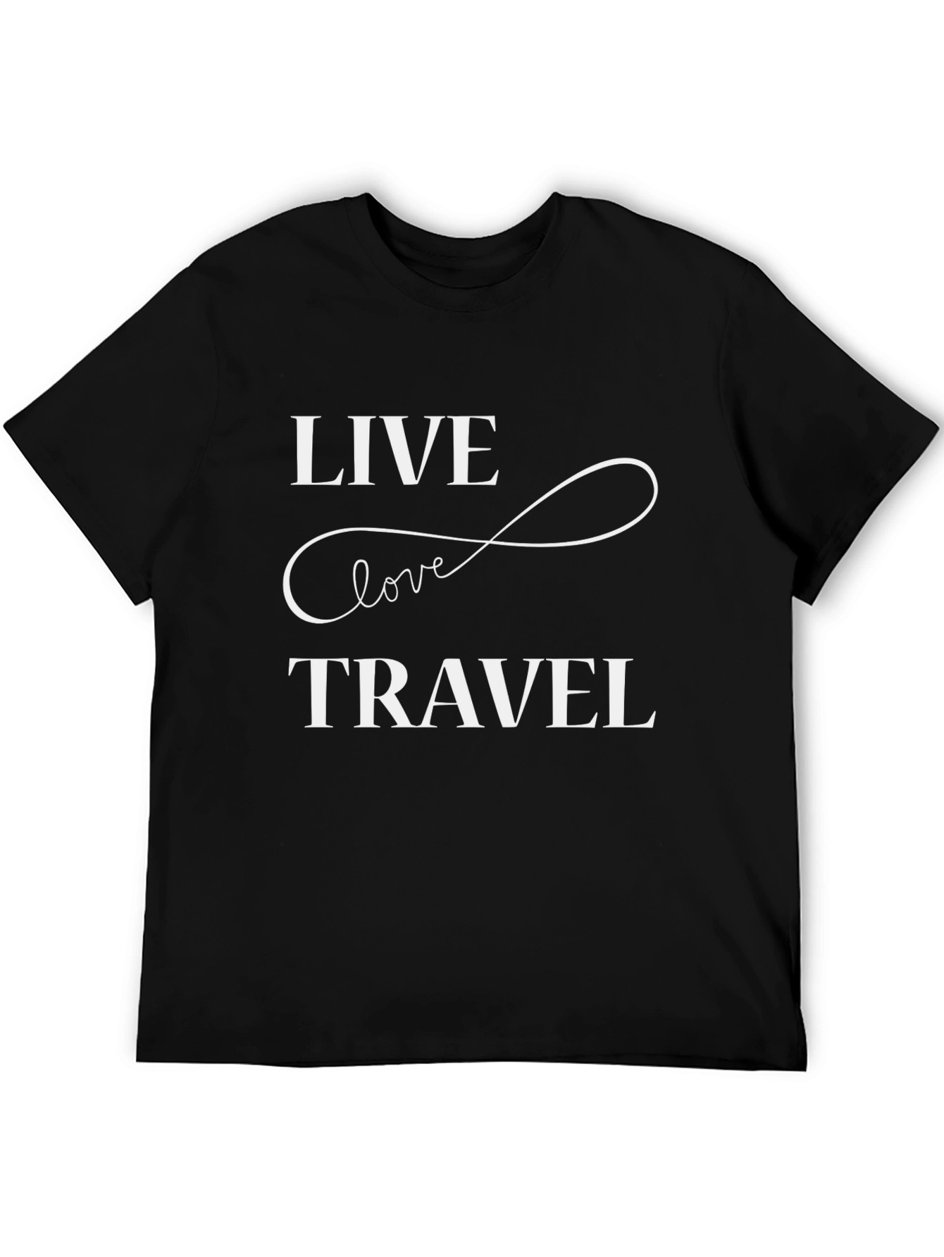 Black Live Love Travel Graphic Tee - Soft Cotton Blend view 5