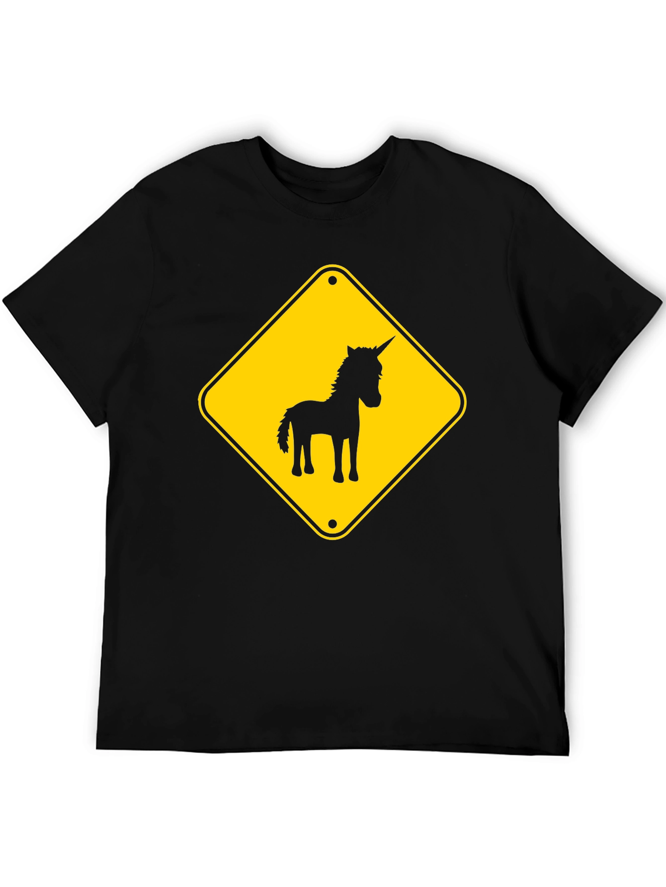 Black Unicorn Crossing T-Shirt - Black Novelty Tee view 5