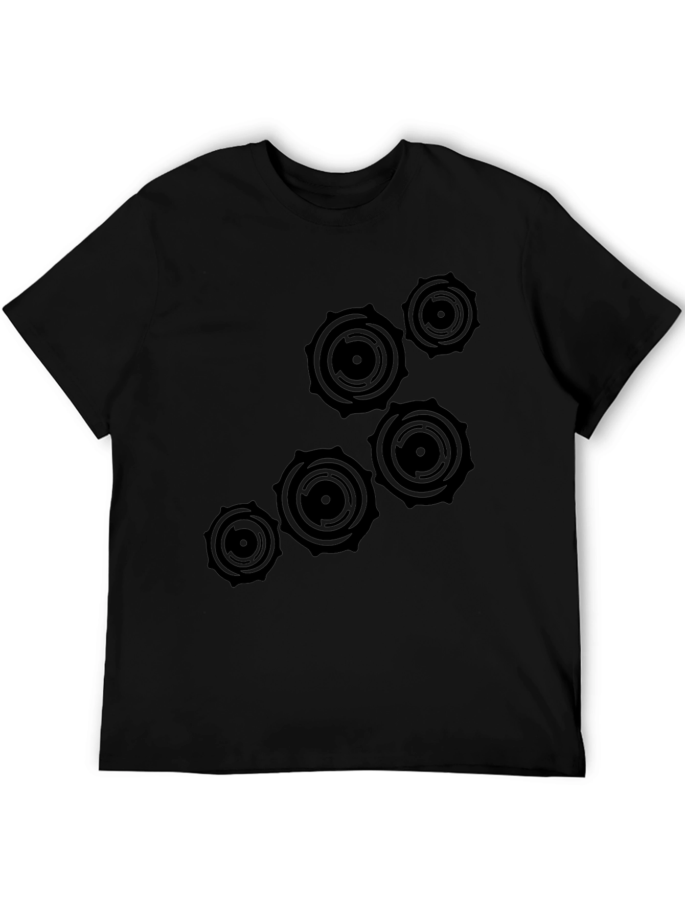 Black Abstract Circle Design Black T-Shirt view 5