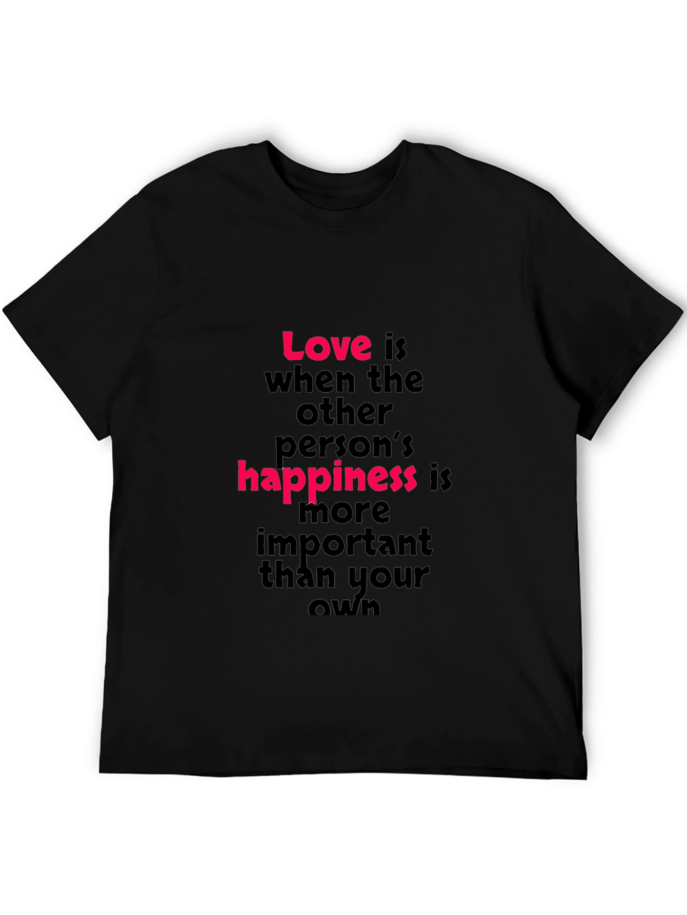 Black Love is Happiness T-Shirt - Black Crew Neck view 5