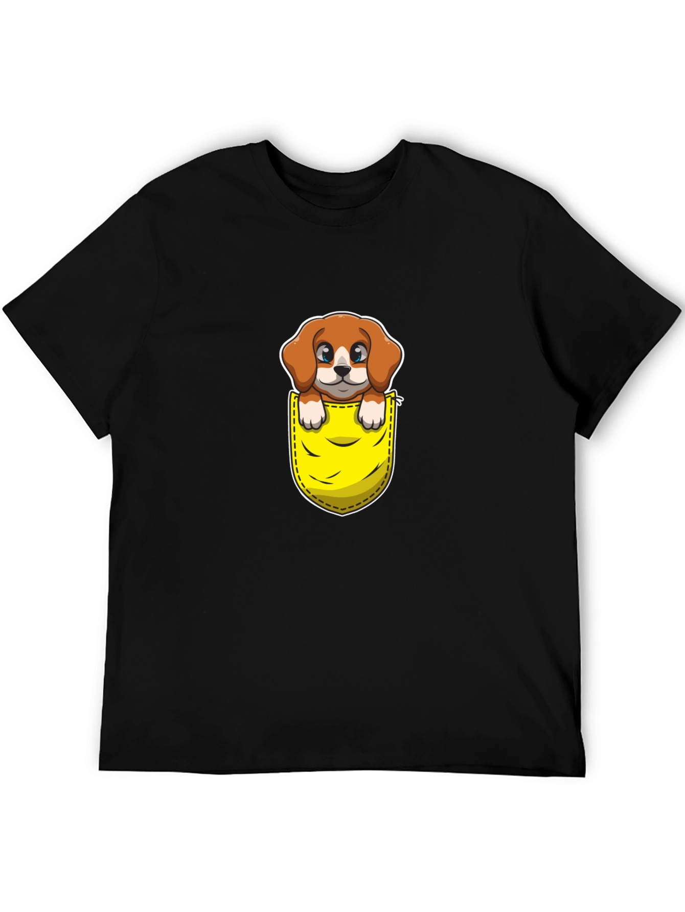 Black Cute Dog in Pocket Graphic Tee - Unisex view 5