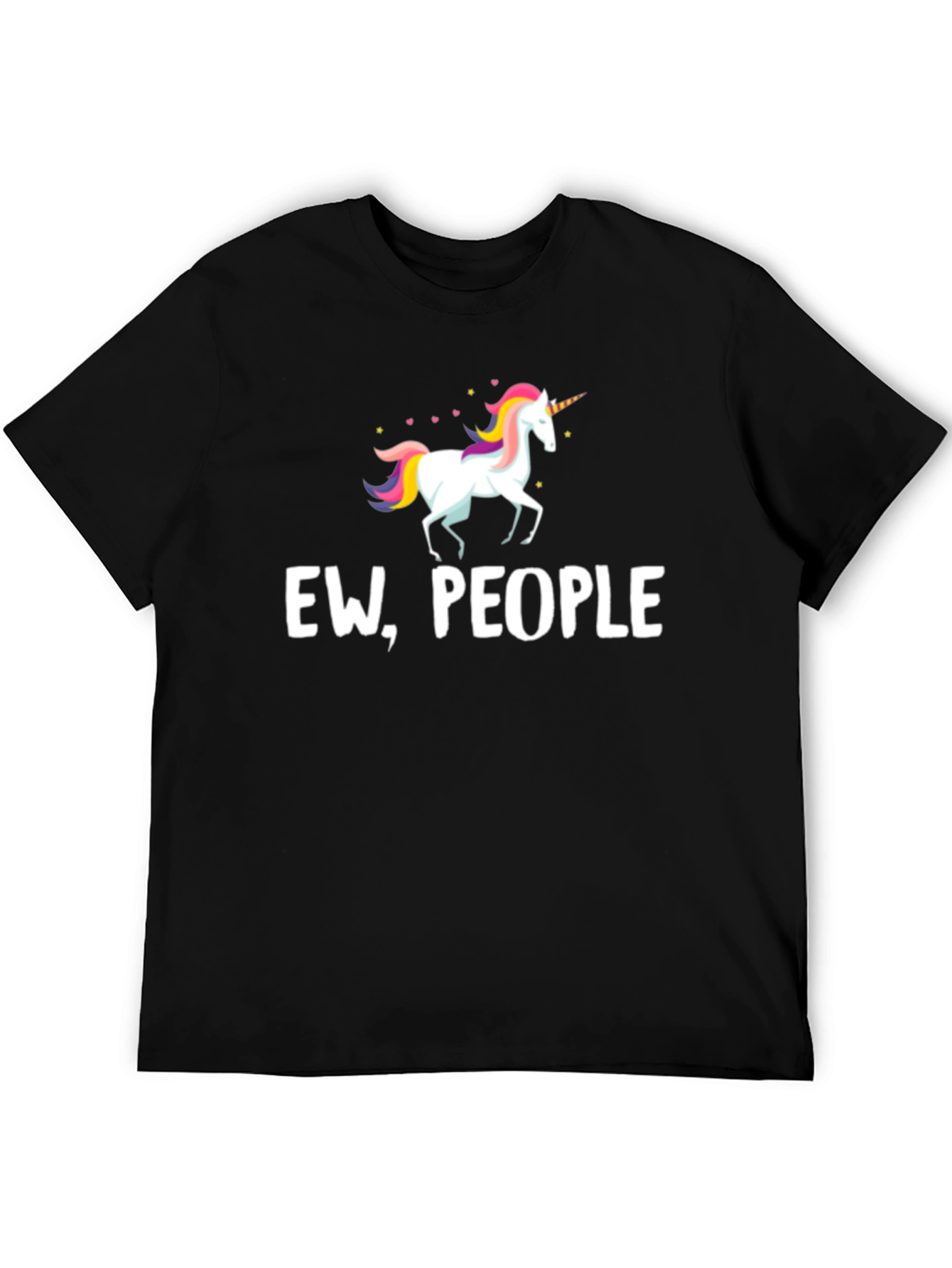 Black Ew, People Unicorn Graphic Tee - Black Unisex T-Shirt view 5