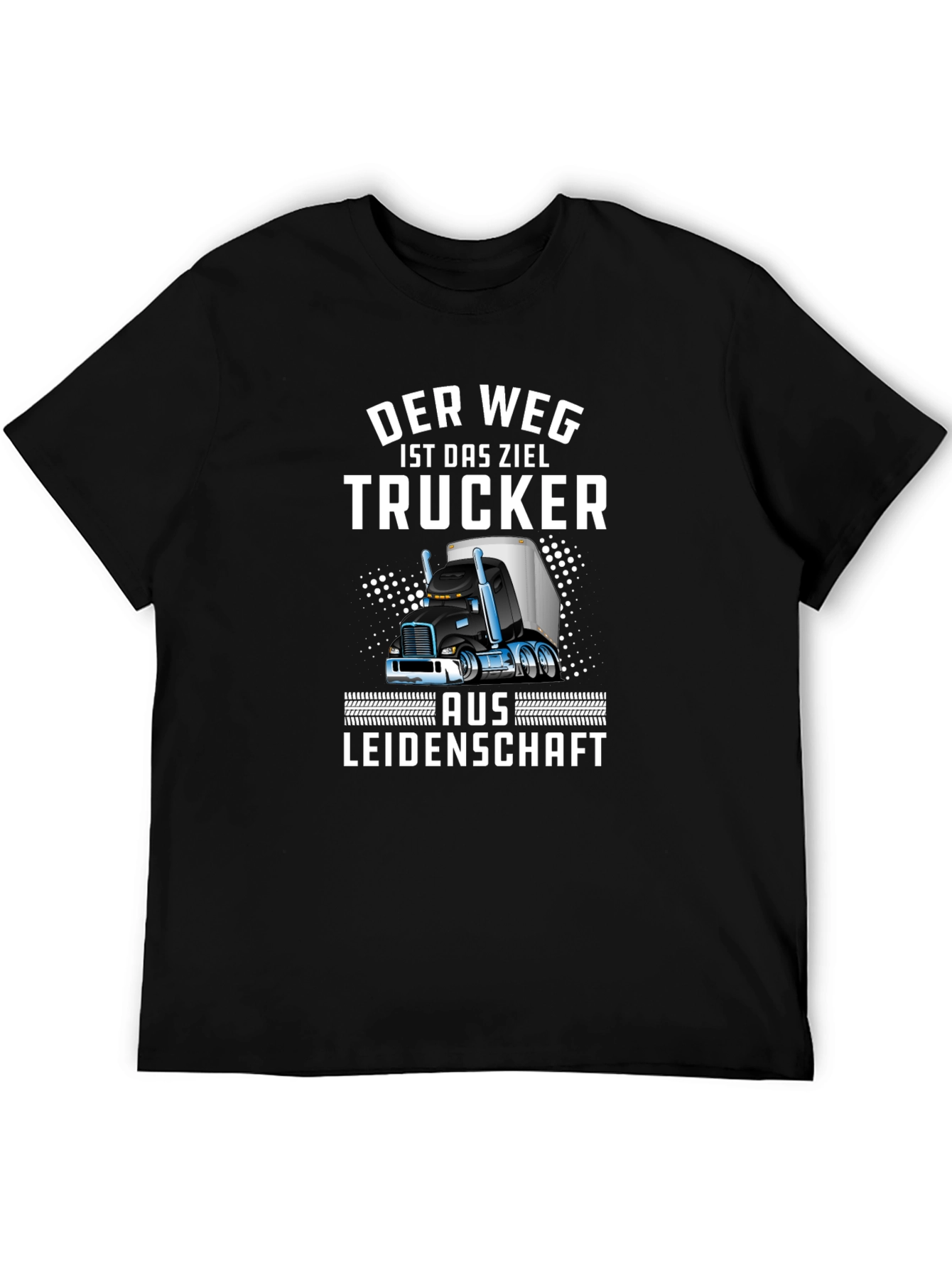 Black Trucker T-Shirt - "Der Weg Ist Das Ziel" Design view 5