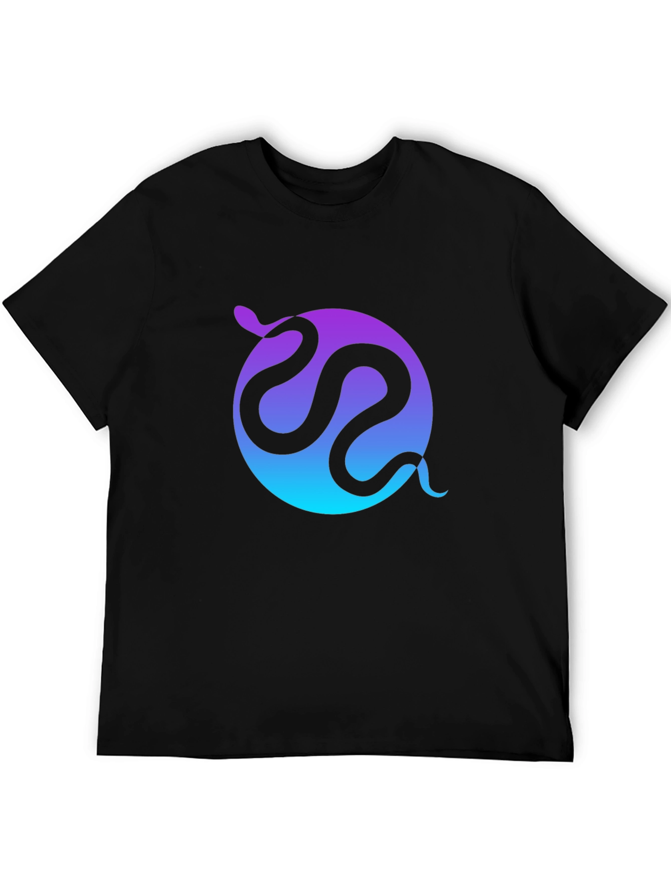 Black Gradient Snake Graphic Black T-Shirt view 5