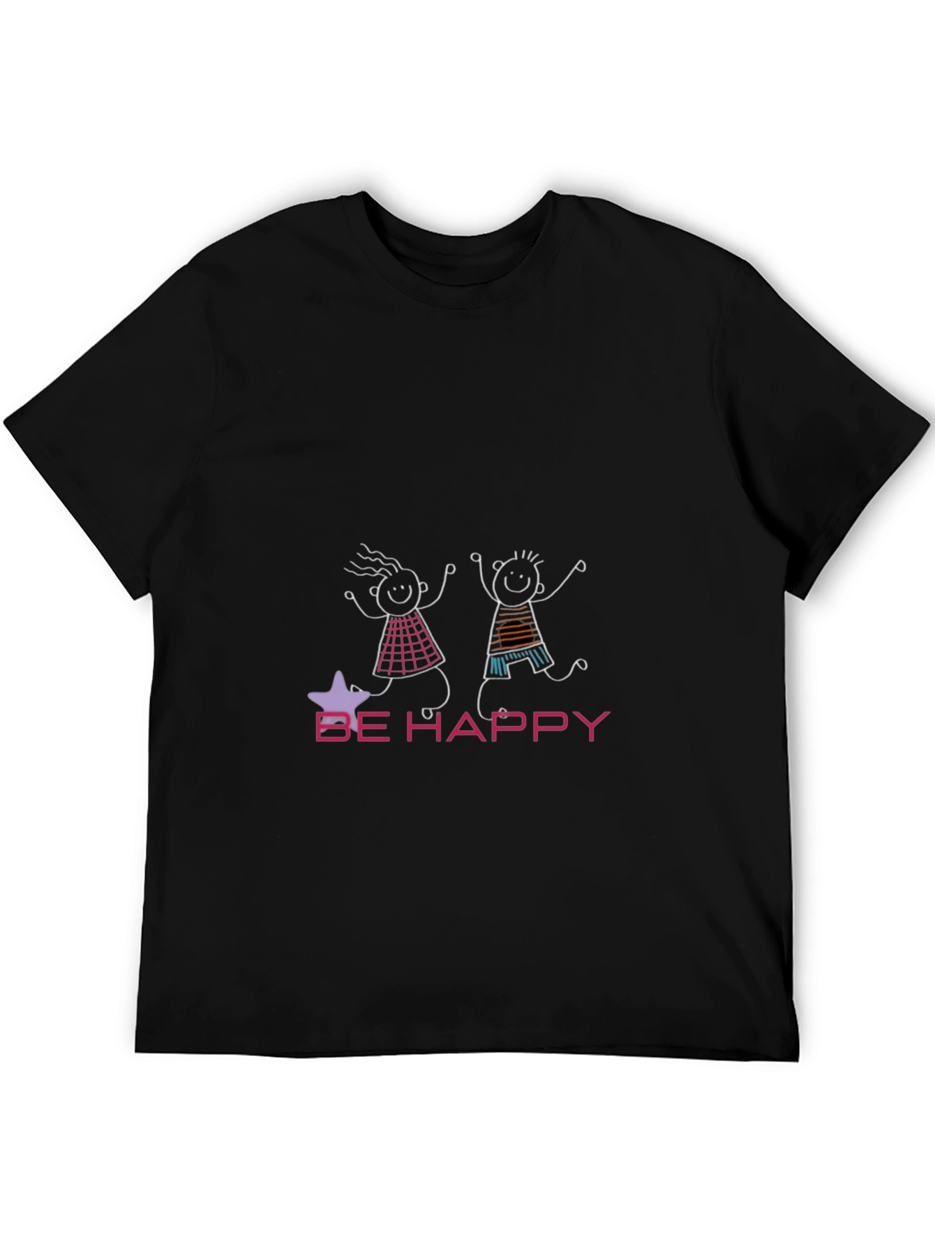 Black Be Happy Graphic Tee - Black view 5