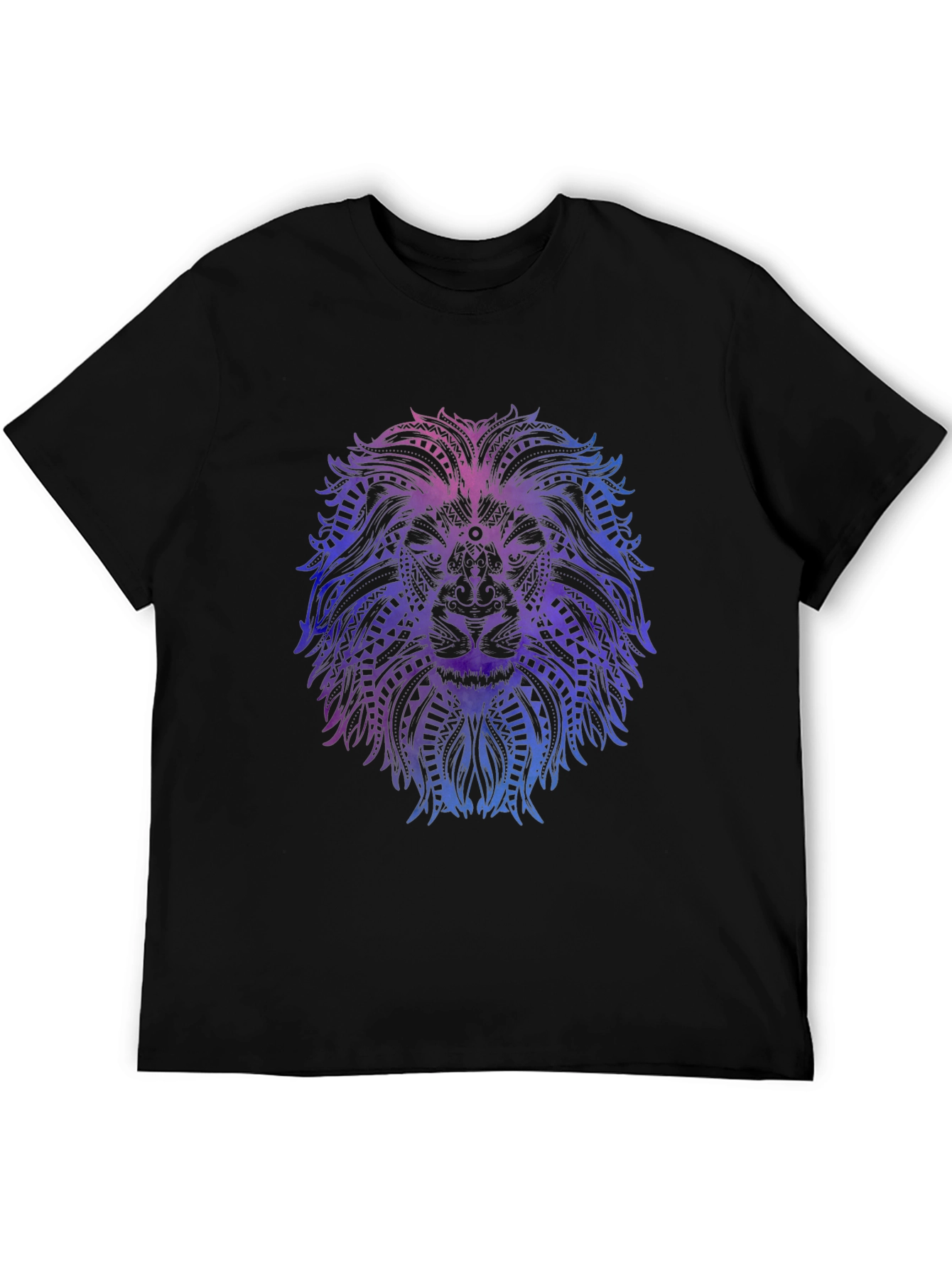Lion Mandala Graphic Tee - Stylish Men's Black T-Shirt - 5