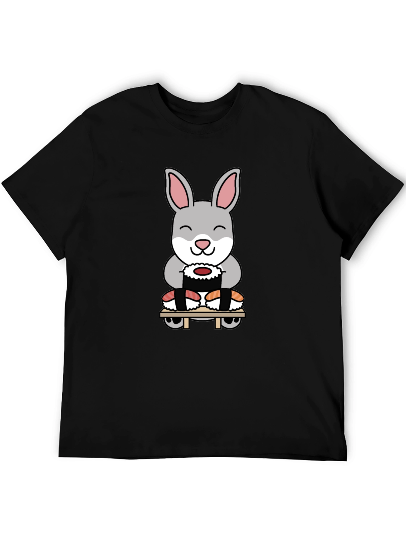 Black Sushi Rabbit Graphic T-Shirt - Black Cotton Blend view 5