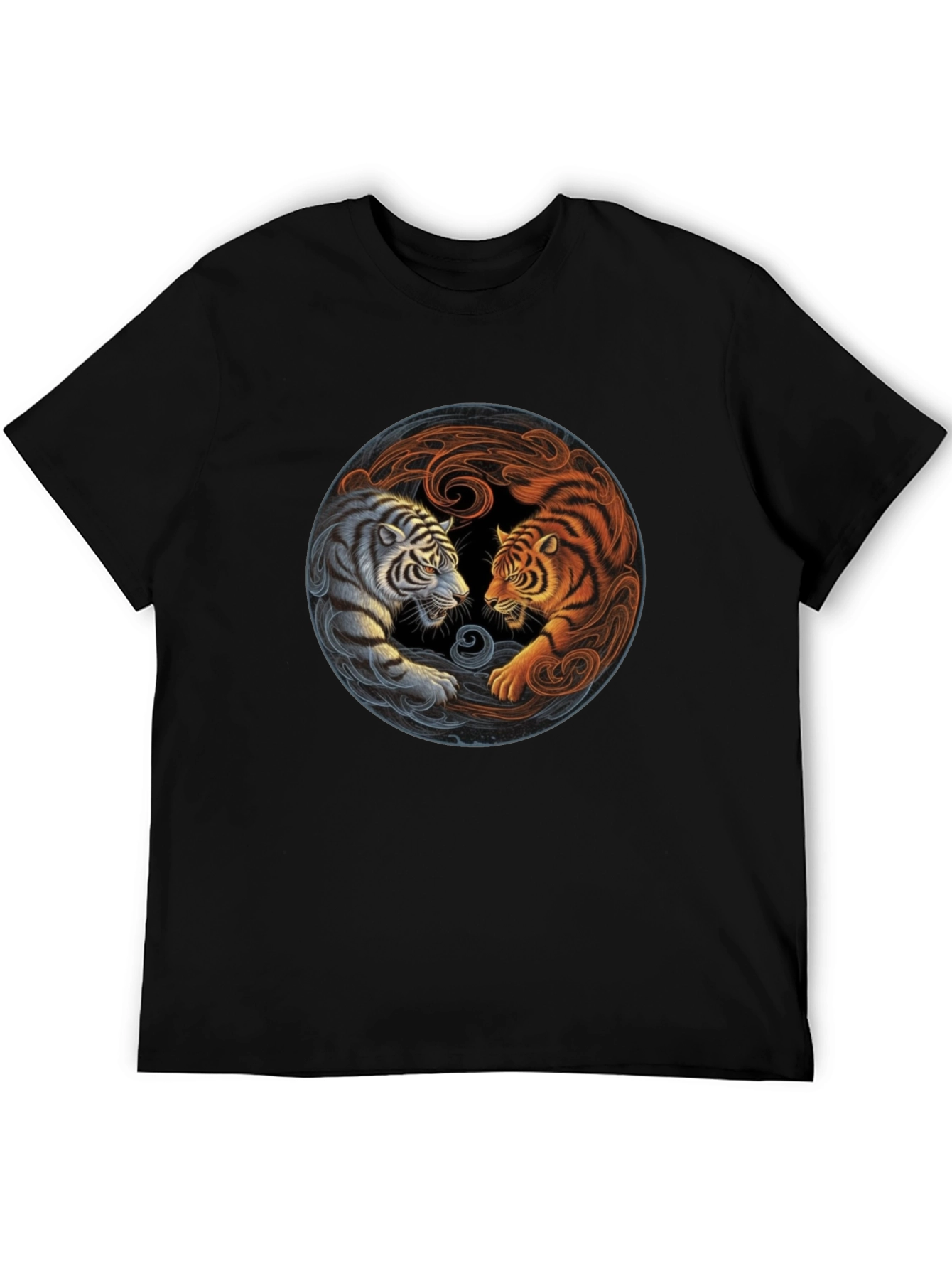 Black Yin Yang Tiger Graphic Tee - Black Cotton Blend view 5