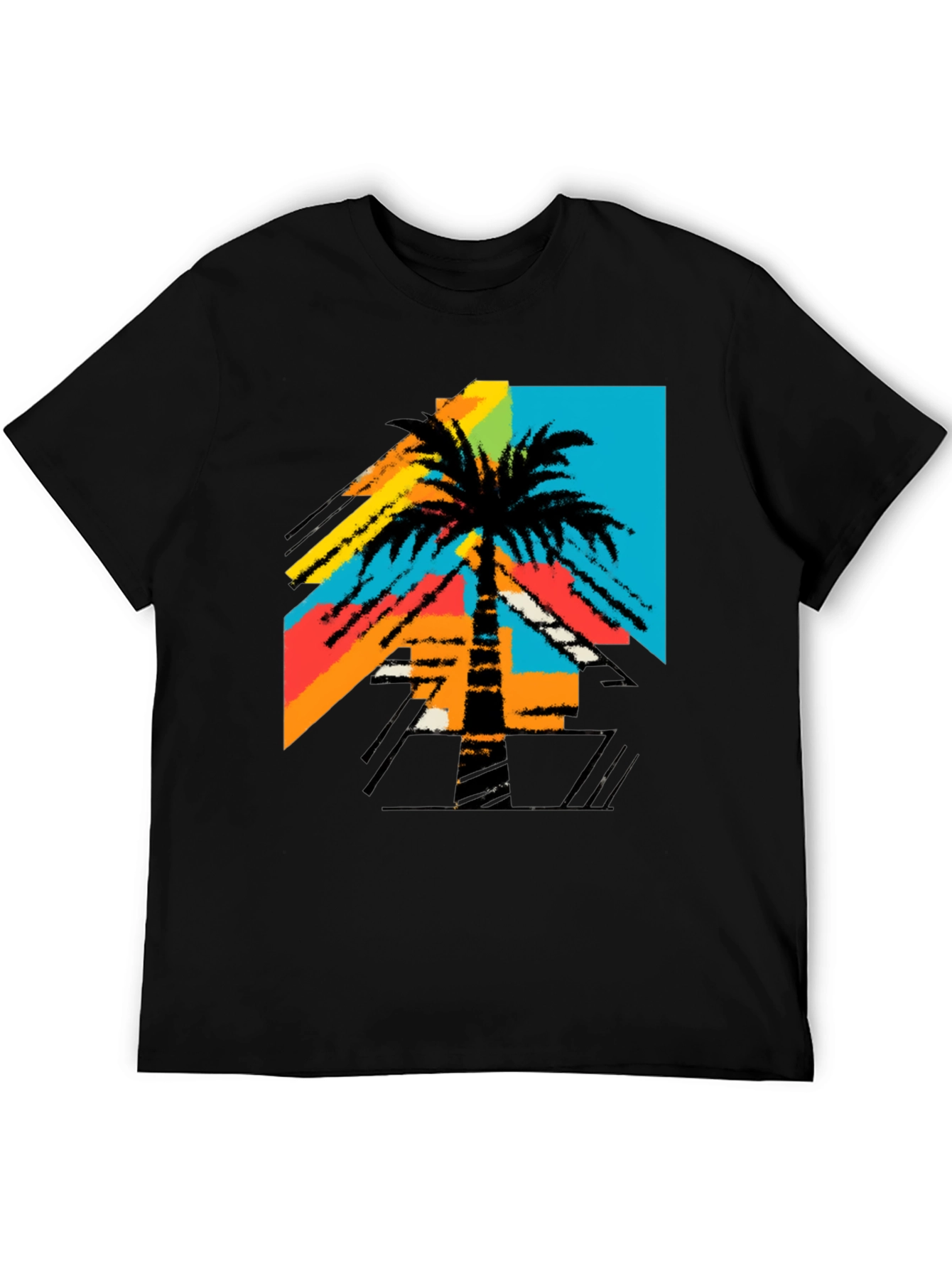 Black Retro Palm Tree Graphic Tee - Black T-Shirt view 5