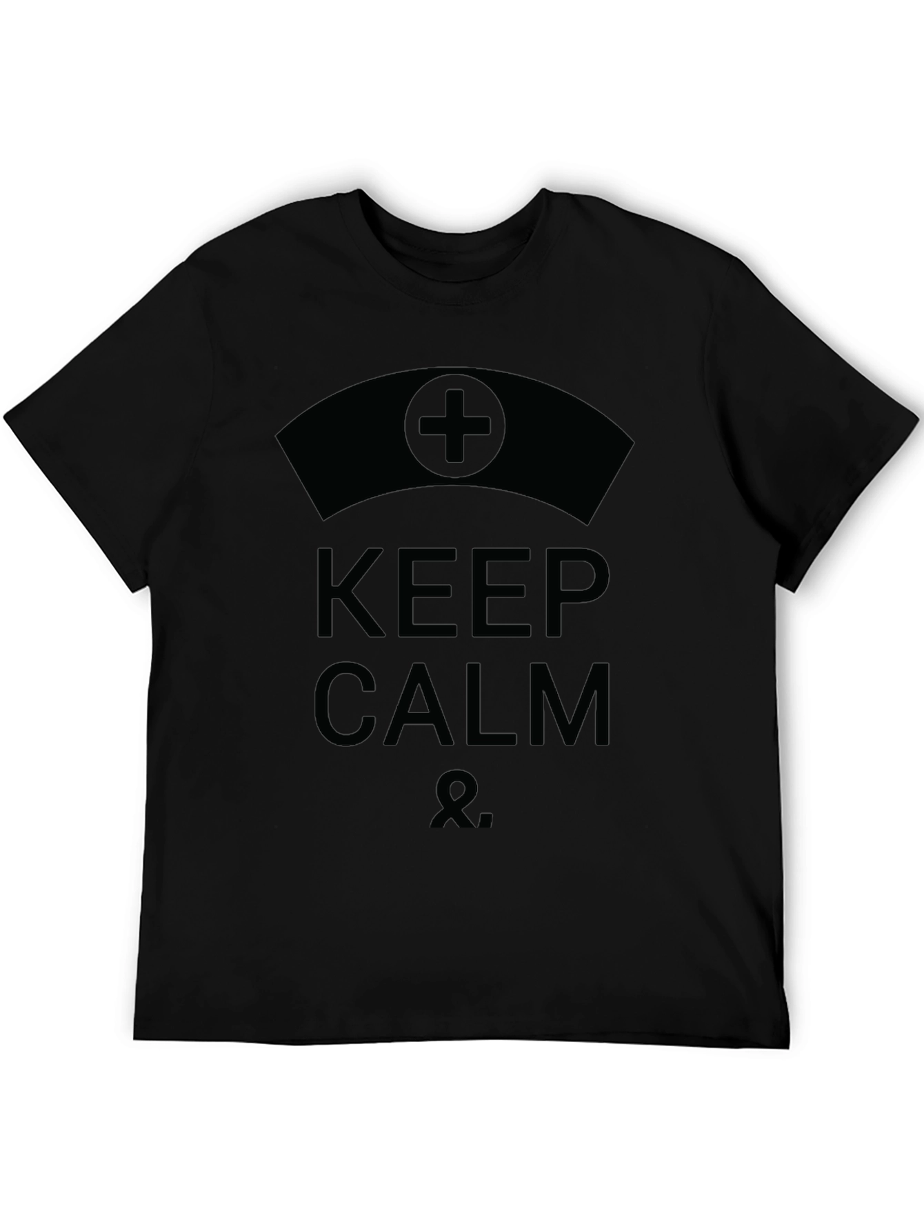 Black Keep Calm Nurse Black Graphic T-Shirt view 5