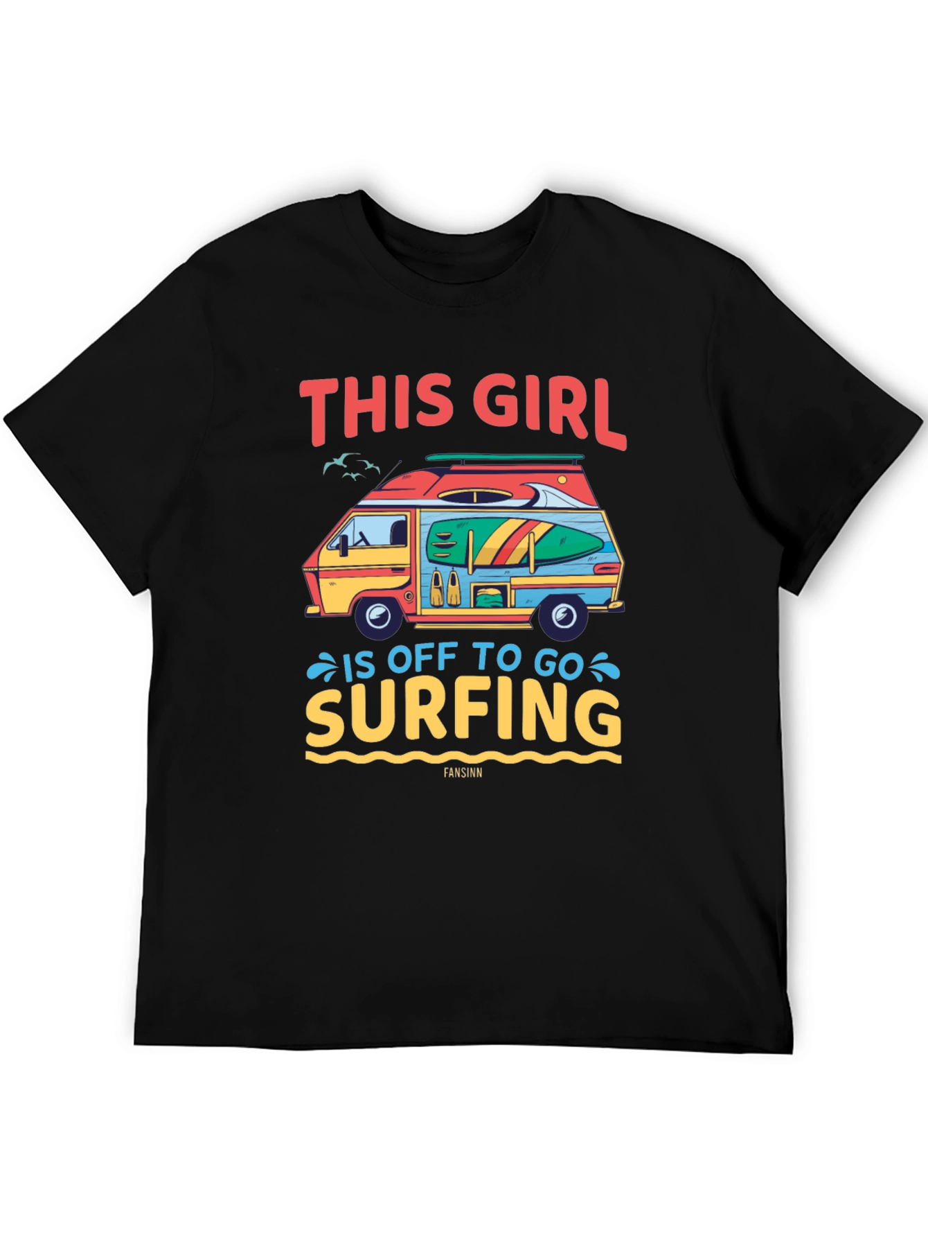 Black This Girl is Off to Go Surfing T-Shirt view 5