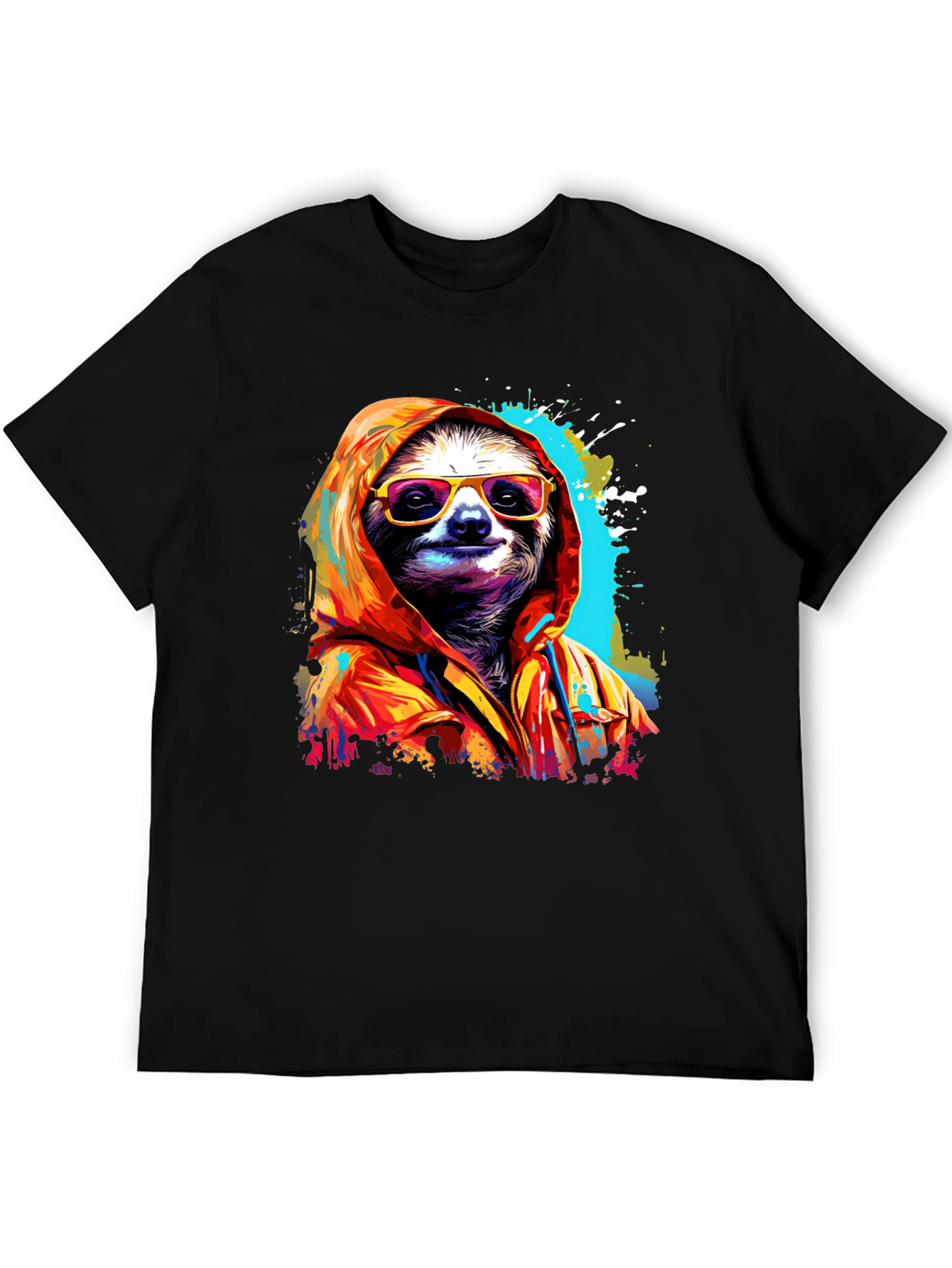 Black Cool Sloth Graphic Tee - Relaxed Style view 5