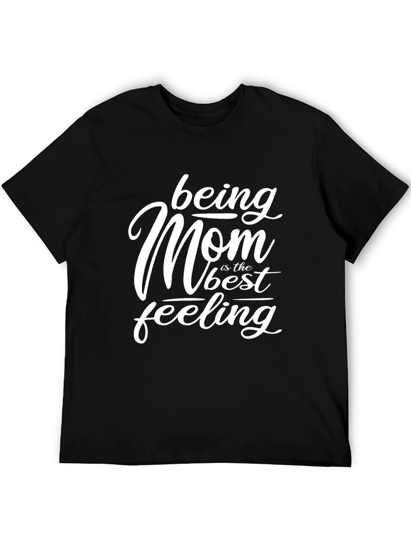 Black Being Mom Best Feeling Black Graphic T-Shirt view 5