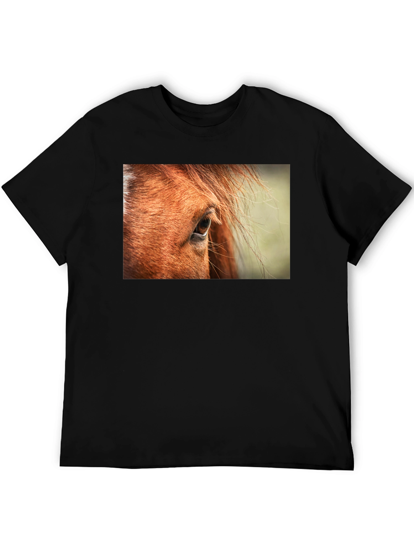 Black Horse Eye Graphic Tee - Unisex Black Cotton Shirt view 5