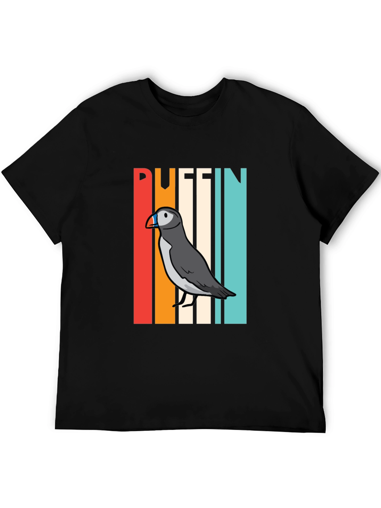 Black Retro Puffin Bird Graphic T-Shirt view 5